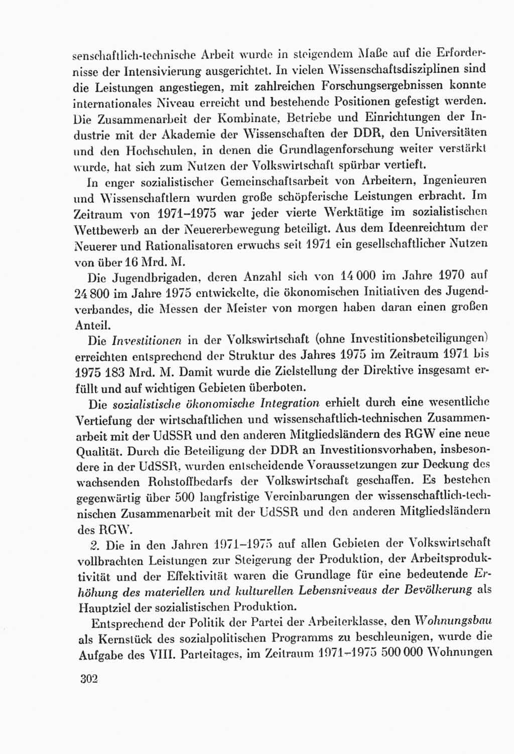 Protokoll der Verhandlungen des Ⅸ. Parteitages der Sozialistischen Einheitspartei Deutschlands (SED) [Deutsche Demokratische Republik (DDR)] 1976, Band 2, Seite 302 (Prot. Verh. Ⅸ. PT SED DDR 1976, Bd. 2, S. 302)