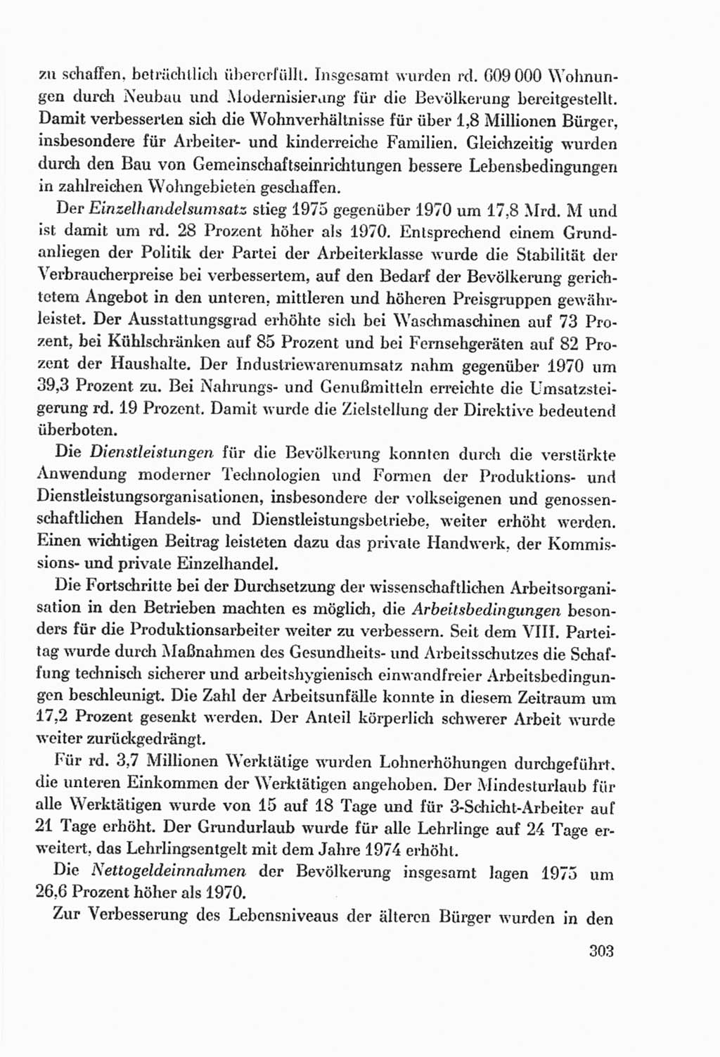 Protokoll der Verhandlungen des Ⅸ. Parteitages der Sozialistischen Einheitspartei Deutschlands (SED) [Deutsche Demokratische Republik (DDR)] 1976, Band 2, Seite 303 (Prot. Verh. Ⅸ. PT SED DDR 1976, Bd. 2, S. 303)