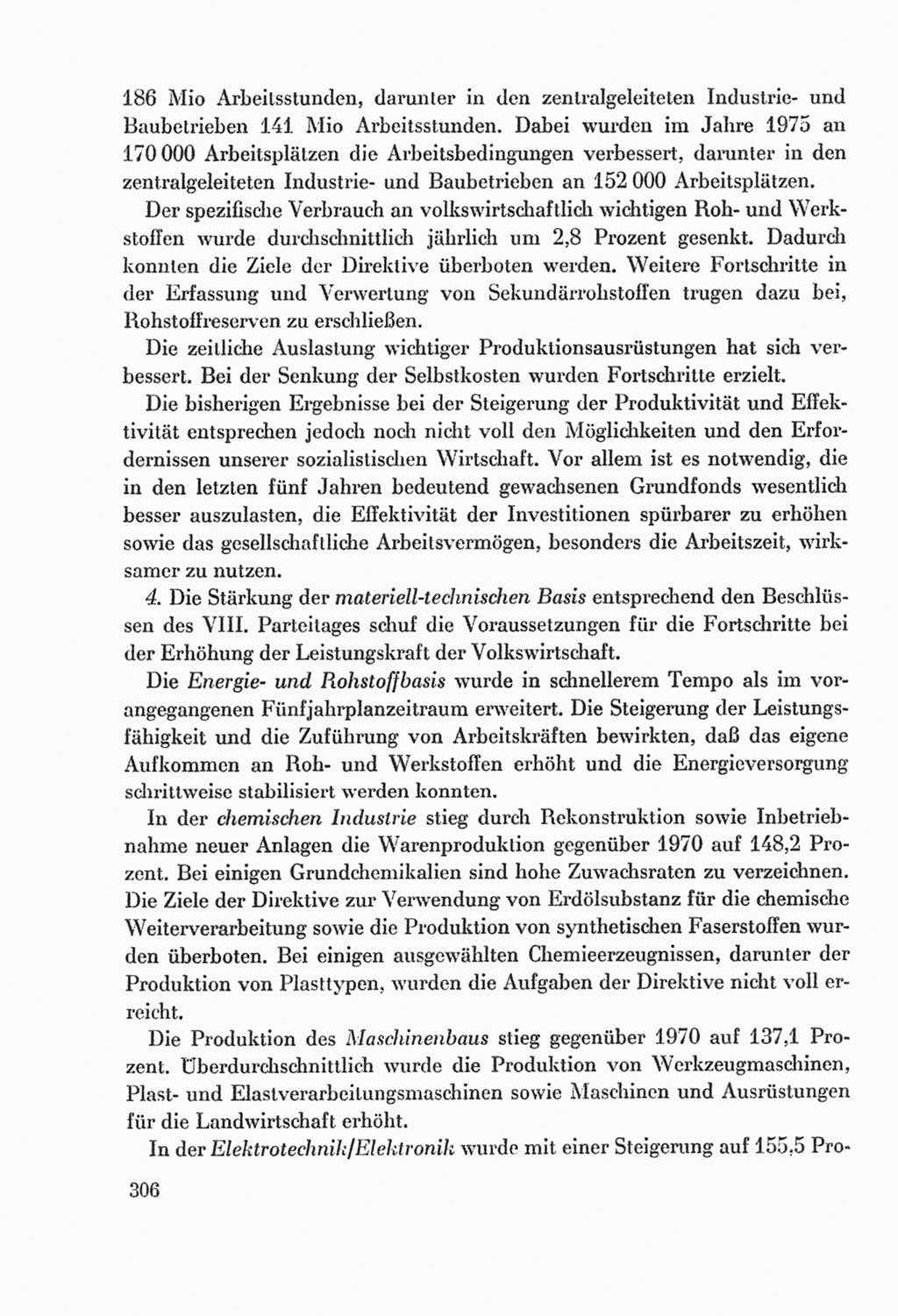 Protokoll der Verhandlungen des Ⅸ. Parteitages der Sozialistischen Einheitspartei Deutschlands (SED) [Deutsche Demokratische Republik (DDR)] 1976, Band 2, Seite 306 (Prot. Verh. Ⅸ. PT SED DDR 1976, Bd. 2, S. 306)