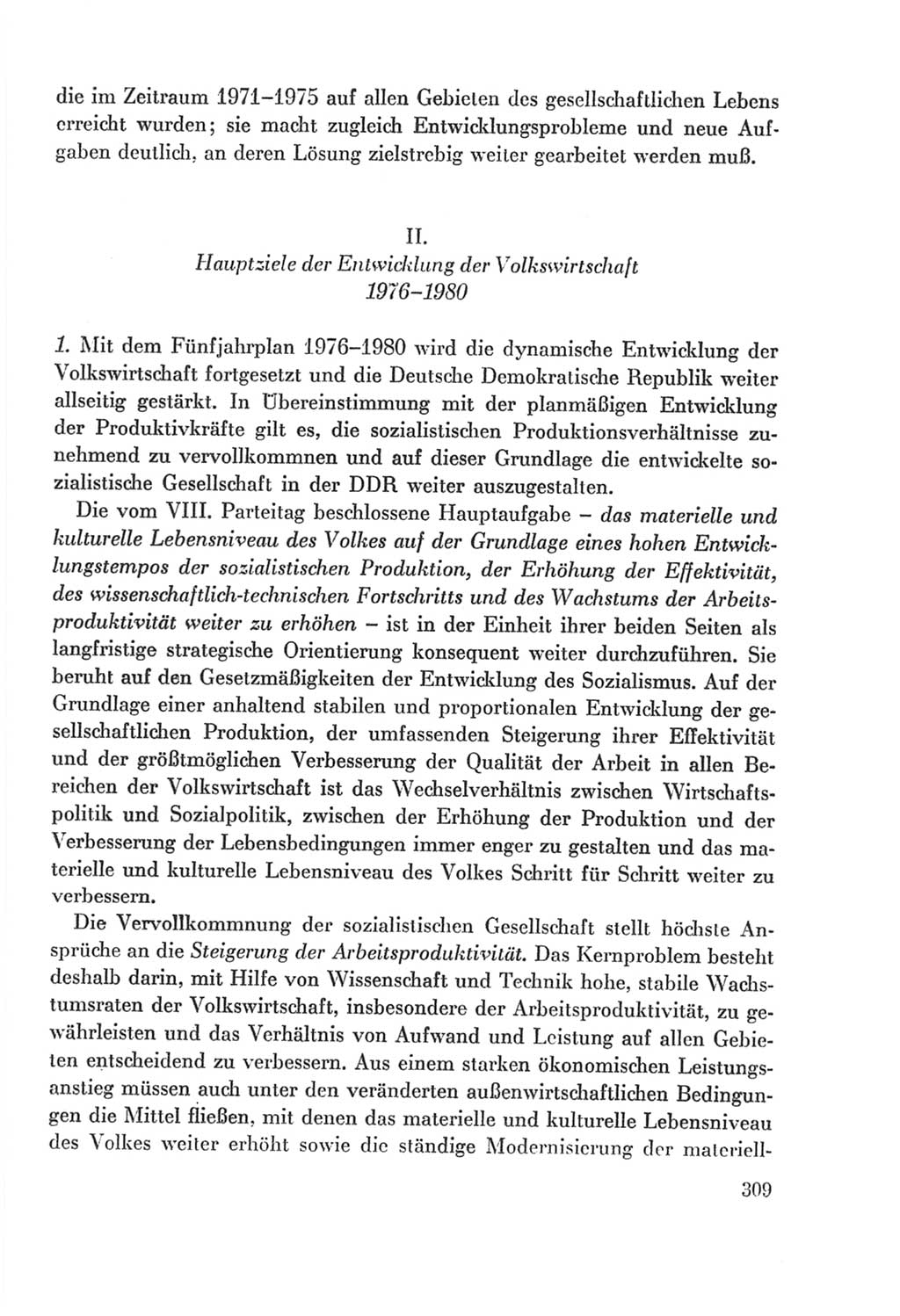 Protokoll der Verhandlungen des Ⅸ. Parteitages der Sozialistischen Einheitspartei Deutschlands (SED) [Deutsche Demokratische Republik (DDR)] 1976, Band 2, Seite 309 (Prot. Verh. Ⅸ. PT SED DDR 1976, Bd. 2, S. 309)