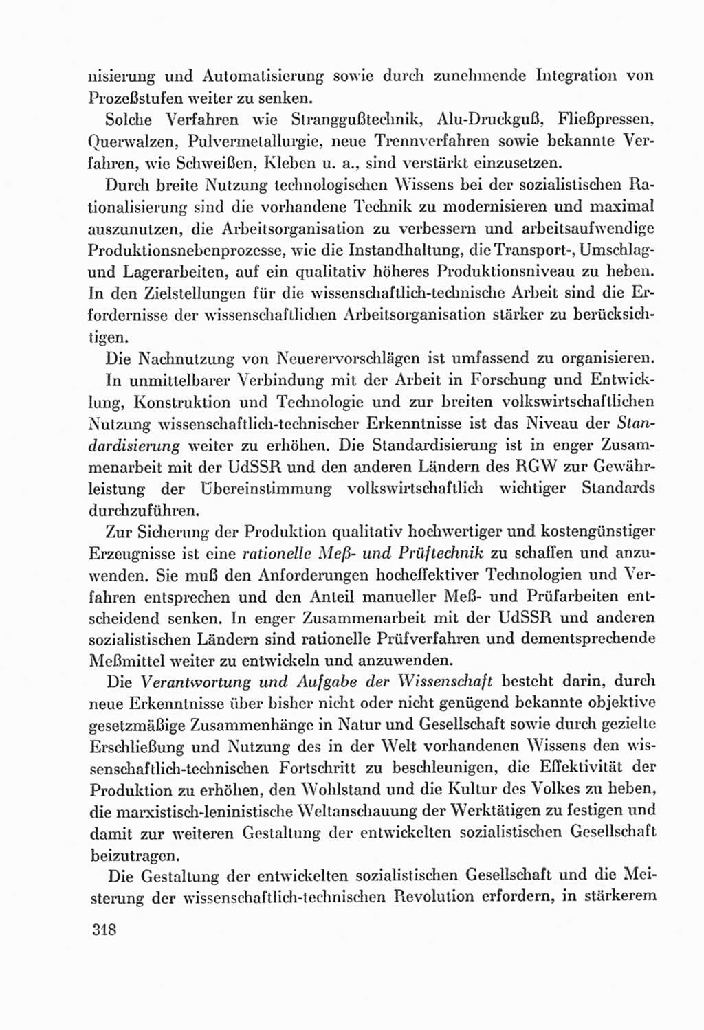 Protokoll der Verhandlungen des Ⅸ. Parteitages der Sozialistischen Einheitspartei Deutschlands (SED) [Deutsche Demokratische Republik (DDR)] 1976, Band 2, Seite 318 (Prot. Verh. Ⅸ. PT SED DDR 1976, Bd. 2, S. 318)