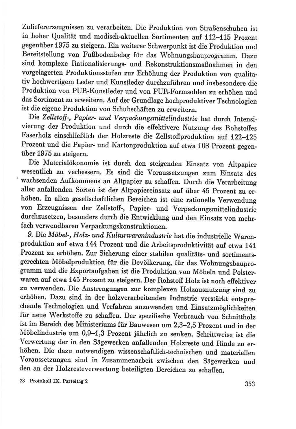 Protokoll der Verhandlungen des Ⅸ. Parteitages der Sozialistischen Einheitspartei Deutschlands (SED) [Deutsche Demokratische Republik (DDR)] 1976, Band 2, Seite 353 (Prot. Verh. Ⅸ. PT SED DDR 1976, Bd. 2, S. 353)