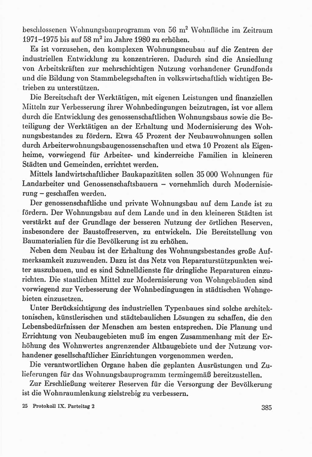 Protokoll der Verhandlungen des Ⅸ. Parteitages der Sozialistischen Einheitspartei Deutschlands (SED) [Deutsche Demokratische Republik (DDR)] 1976, Band 2, Seite 385 (Prot. Verh. Ⅸ. PT SED DDR 1976, Bd. 2, S. 385)