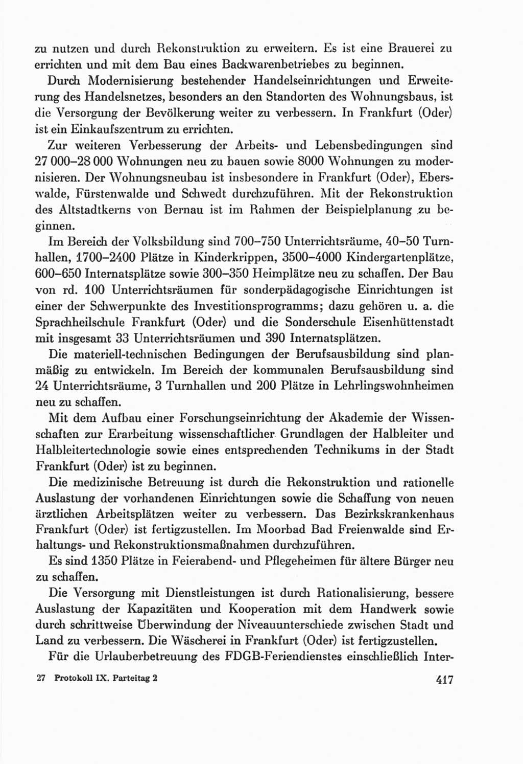 Protokoll der Verhandlungen des Ⅸ. Parteitages der Sozialistischen Einheitspartei Deutschlands (SED) [Deutsche Demokratische Republik (DDR)] 1976, Band 2, Seite 417 (Prot. Verh. Ⅸ. PT SED DDR 1976, Bd. 2, S. 417)