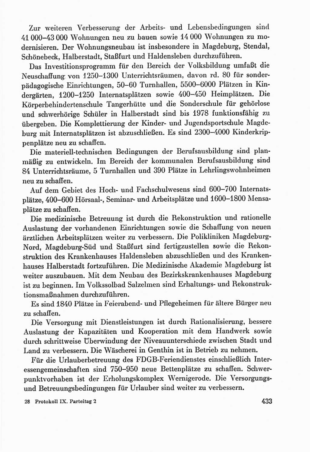 Protokoll der Verhandlungen des Ⅸ. Parteitages der Sozialistischen Einheitspartei Deutschlands (SED) [Deutsche Demokratische Republik (DDR)] 1976, Band 2, Seite 433 (Prot. Verh. Ⅸ. PT SED DDR 1976, Bd. 2, S. 433)