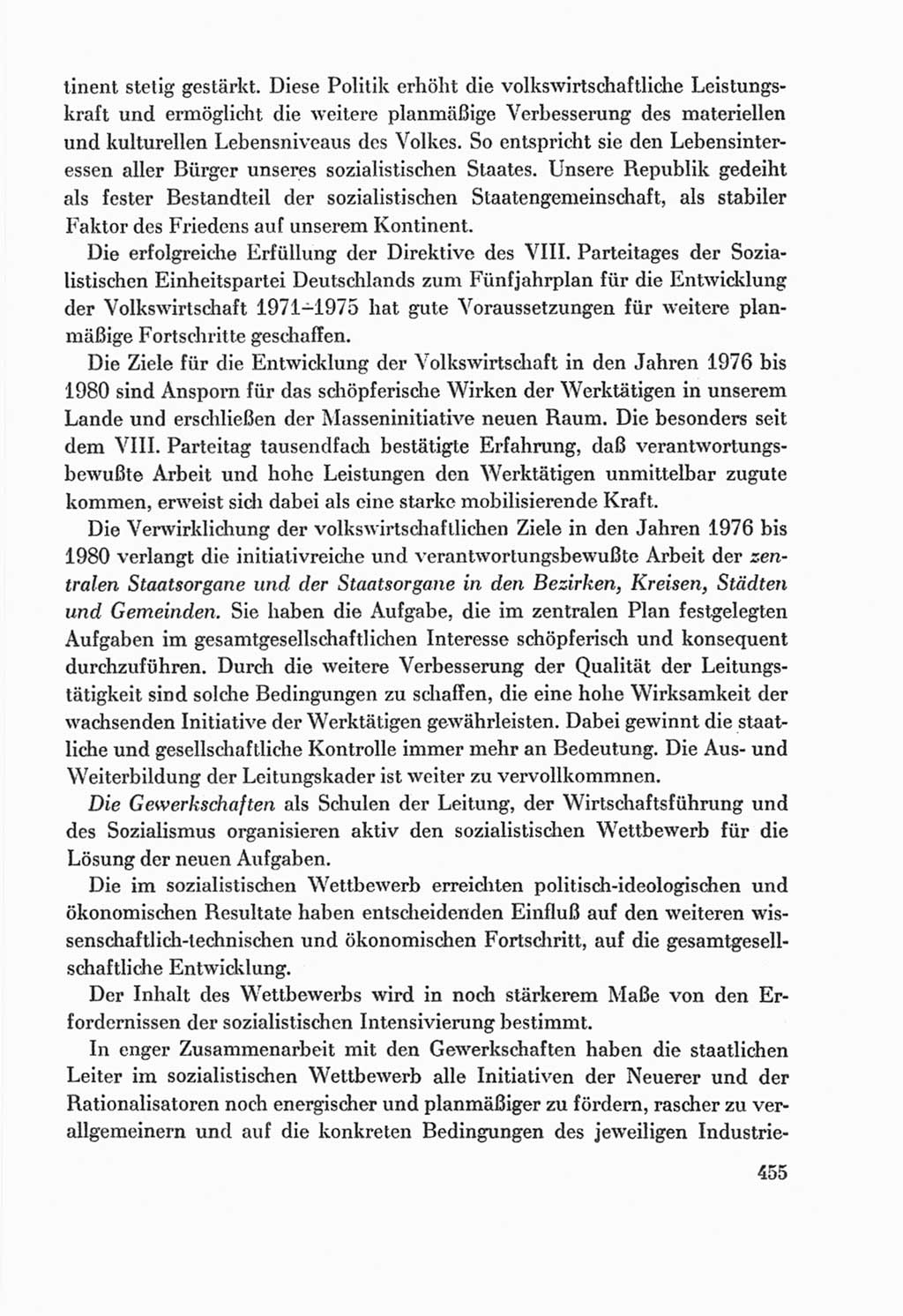 Protokoll der Verhandlungen des Ⅸ. Parteitages der Sozialistischen Einheitspartei Deutschlands (SED) [Deutsche Demokratische Republik (DDR)] 1976, Band 2, Seite 455 (Prot. Verh. Ⅸ. PT SED DDR 1976, Bd. 2, S. 455)