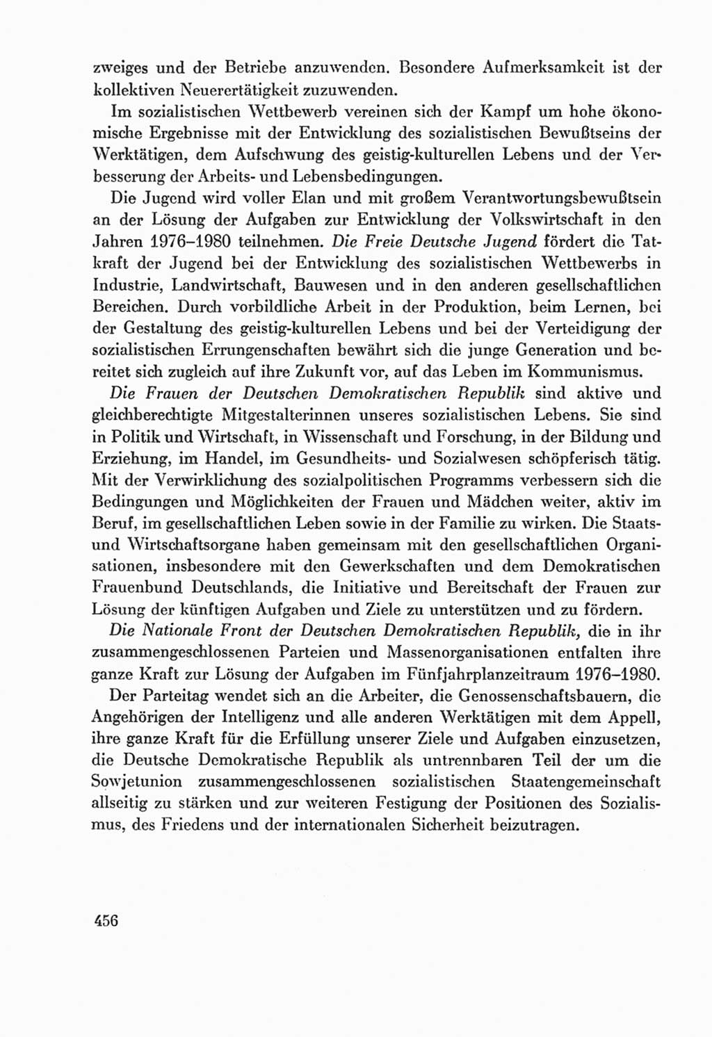 Protokoll der Verhandlungen des Ⅸ. Parteitages der Sozialistischen Einheitspartei Deutschlands (SED) [Deutsche Demokratische Republik (DDR)] 1976, Band 2, Seite 456 (Prot. Verh. Ⅸ. PT SED DDR 1976, Bd. 2, S. 456)