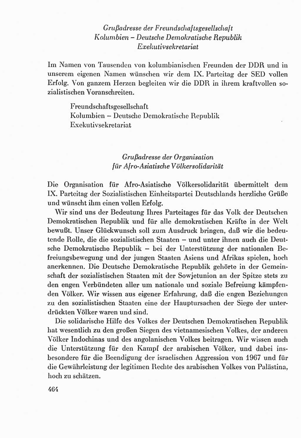 Protokoll der Verhandlungen des Ⅸ. Parteitages der Sozialistischen Einheitspartei Deutschlands (SED) [Deutsche Demokratische Republik (DDR)] 1976, Band 2, Seite 464 (Prot. Verh. Ⅸ. PT SED DDR 1976, Bd. 2, S. 464)