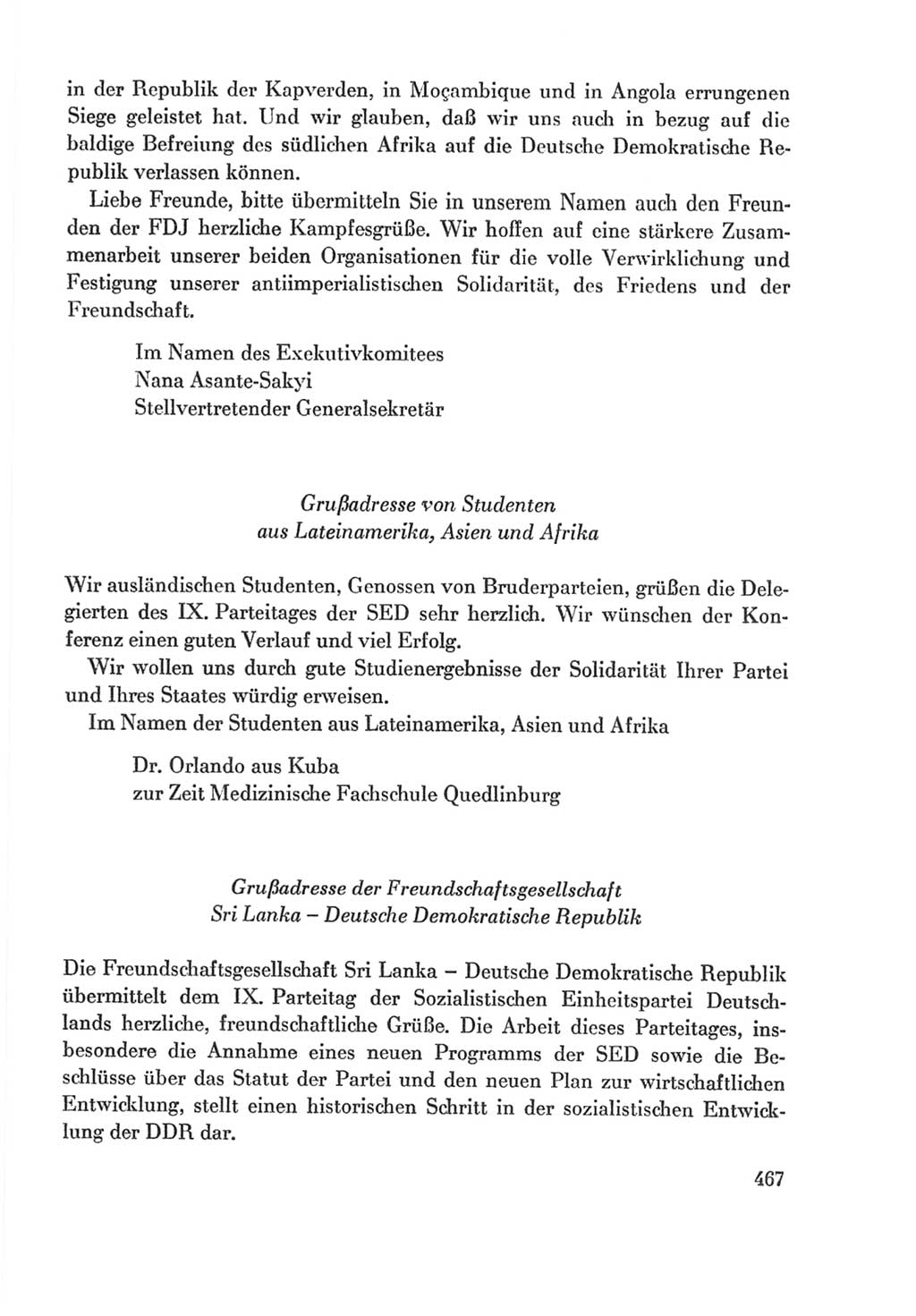 Protokoll der Verhandlungen des Ⅸ. Parteitages der Sozialistischen Einheitspartei Deutschlands (SED) [Deutsche Demokratische Republik (DDR)] 1976, Band 2, Seite 467 (Prot. Verh. Ⅸ. PT SED DDR 1976, Bd. 2, S. 467)