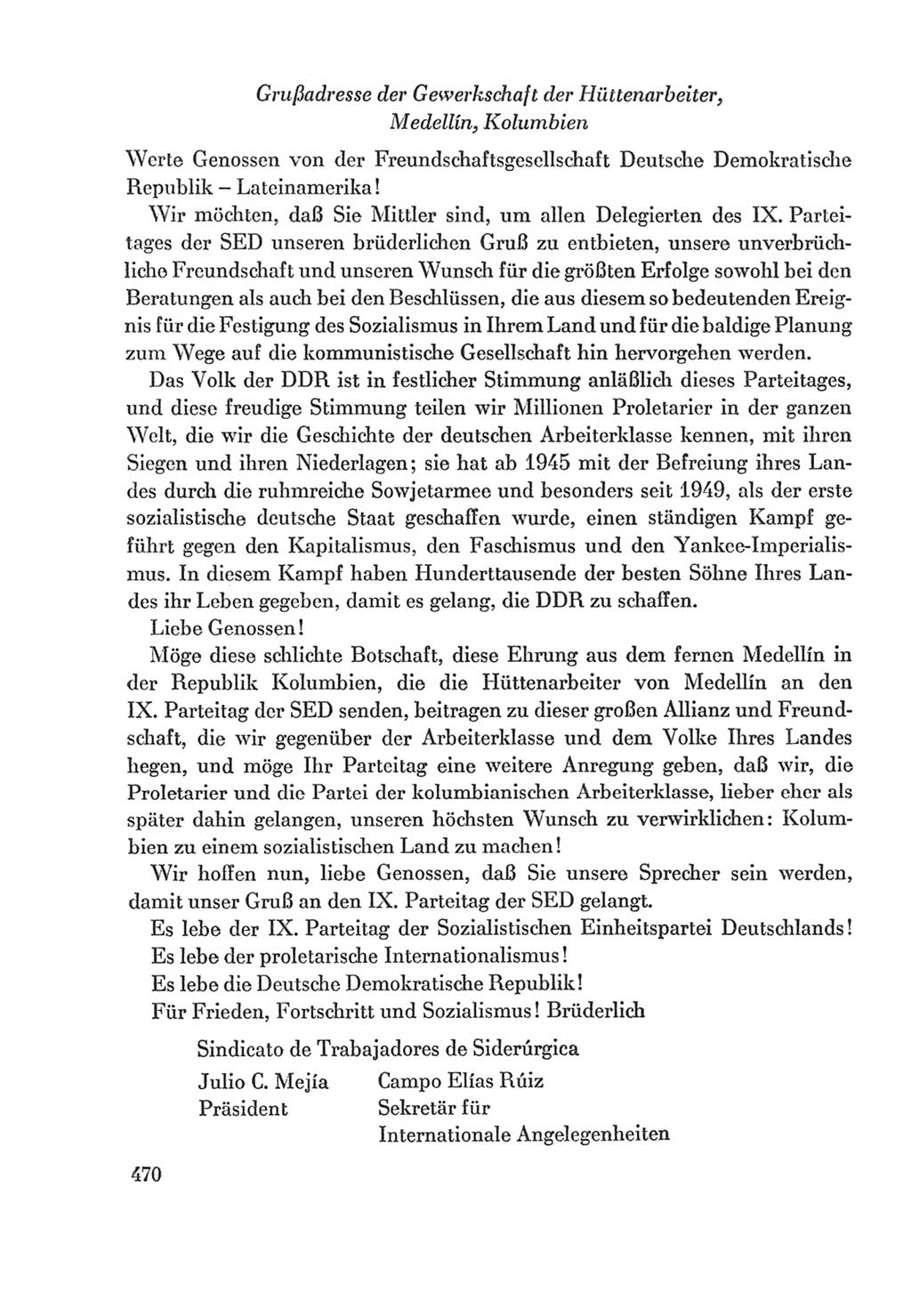Protokoll der Verhandlungen des Ⅸ. Parteitages der Sozialistischen Einheitspartei Deutschlands (SED) [Deutsche Demokratische Republik (DDR)] 1976, Band 2, Seite 470 (Prot. Verh. Ⅸ. PT SED DDR 1976, Bd. 2, S. 470)