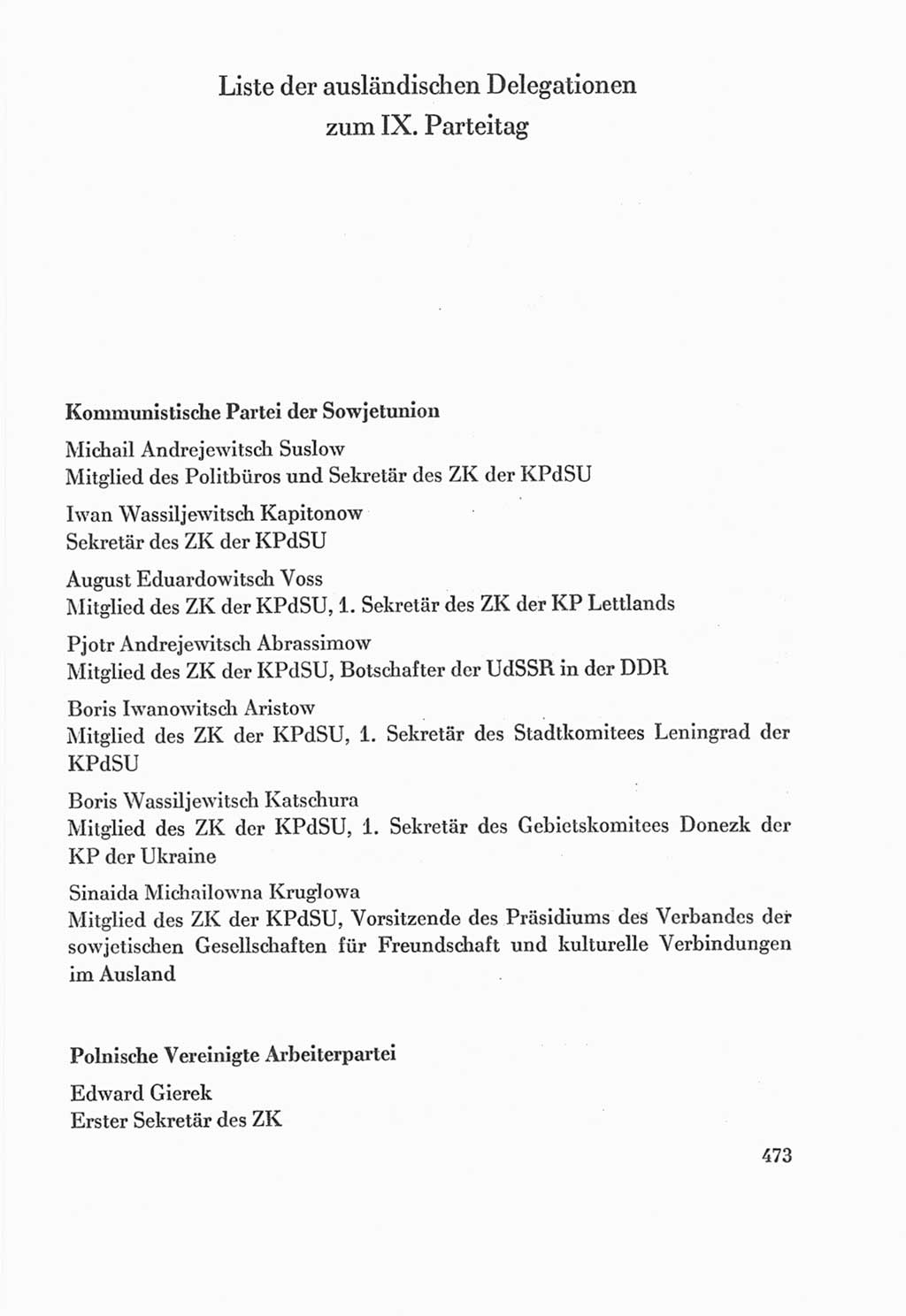 Protokoll der Verhandlungen des Ⅸ. Parteitages der Sozialistischen Einheitspartei Deutschlands (SED) [Deutsche Demokratische Republik (DDR)] 1976, Band 2, Seite 473 (Prot. Verh. Ⅸ. PT SED DDR 1976, Bd. 2, S. 473)