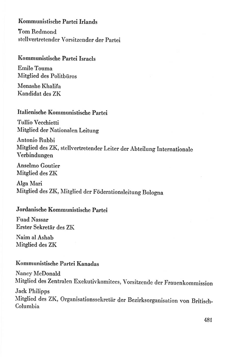 Protokoll der Verhandlungen des Ⅸ. Parteitages der Sozialistischen Einheitspartei Deutschlands (SED) [Deutsche Demokratische Republik (DDR)] 1976, Band 2, Seite 481 (Prot. Verh. Ⅸ. PT SED DDR 1976, Bd. 2, S. 481)