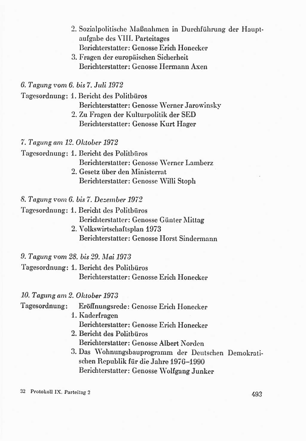 Protokoll der Verhandlungen des Ⅸ. Parteitages der Sozialistischen Einheitspartei Deutschlands (SED) [Deutsche Demokratische Republik (DDR)] 1976, Band 2, Seite 493 (Prot. Verh. Ⅸ. PT SED DDR 1976, Bd. 2, S. 493)