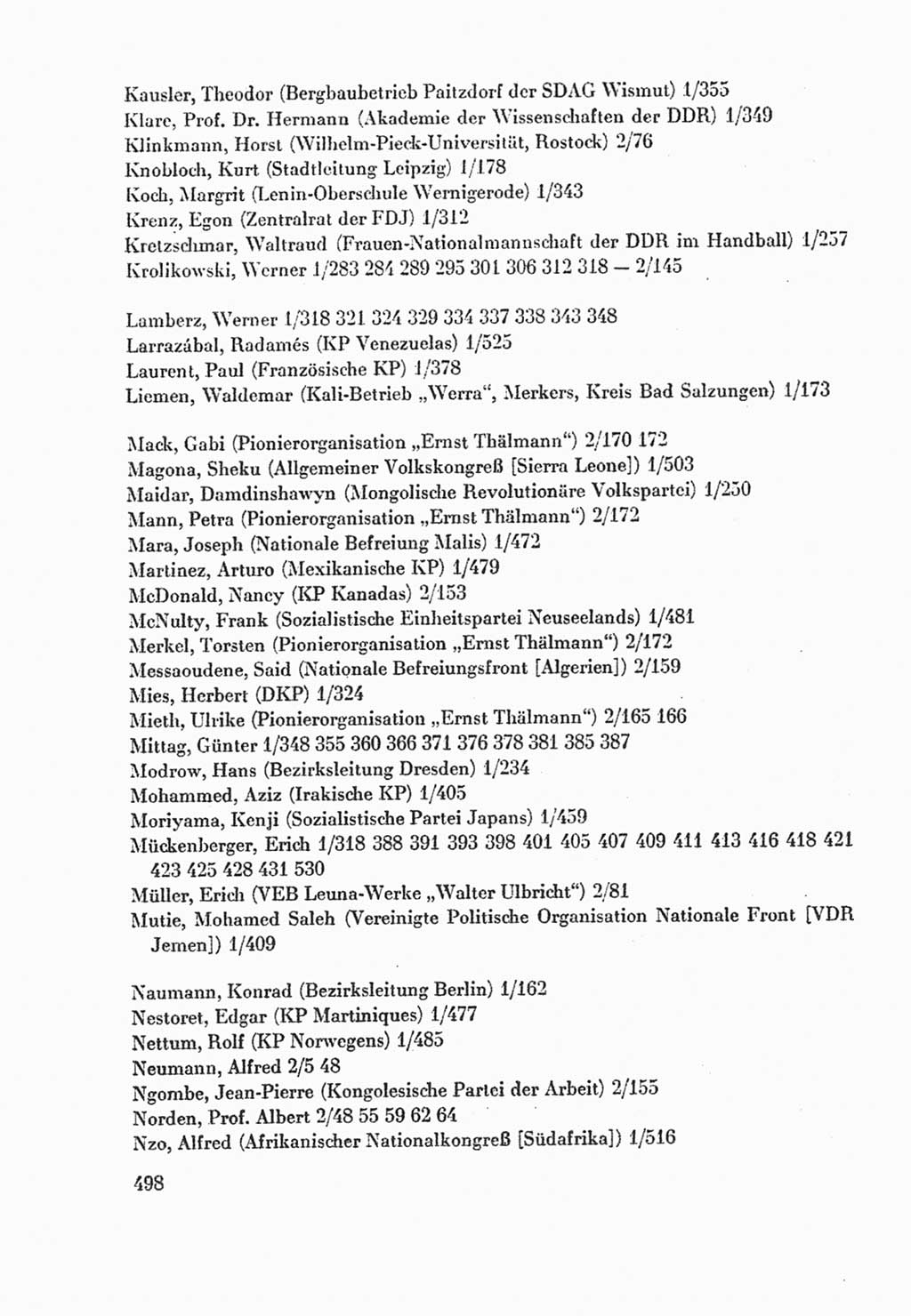 Protokoll der Verhandlungen des Ⅸ. Parteitages der Sozialistischen Einheitspartei Deutschlands (SED) [Deutsche Demokratische Republik (DDR)] 1976, Band 2, Seite 498 (Prot. Verh. Ⅸ. PT SED DDR 1976, Bd. 2, S. 498)