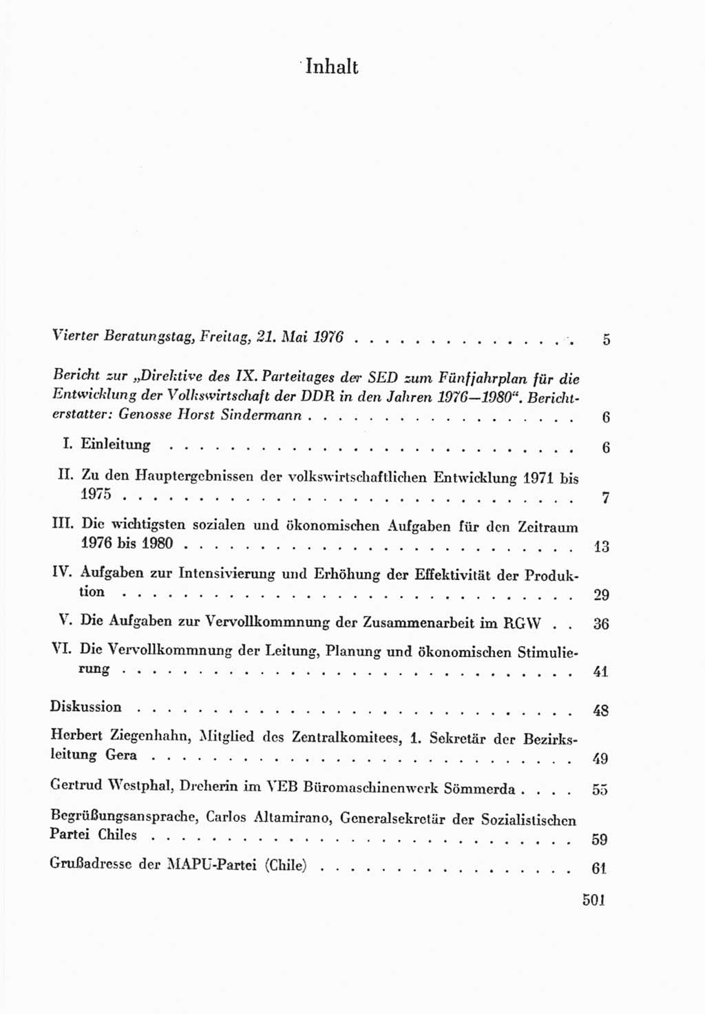 Protokoll der Verhandlungen des Ⅸ. Parteitages der Sozialistischen Einheitspartei Deutschlands (SED) [Deutsche Demokratische Republik (DDR)] 1976, Band 2, Seite 501 (Prot. Verh. Ⅸ. PT SED DDR 1976, Bd. 2, S. 501)