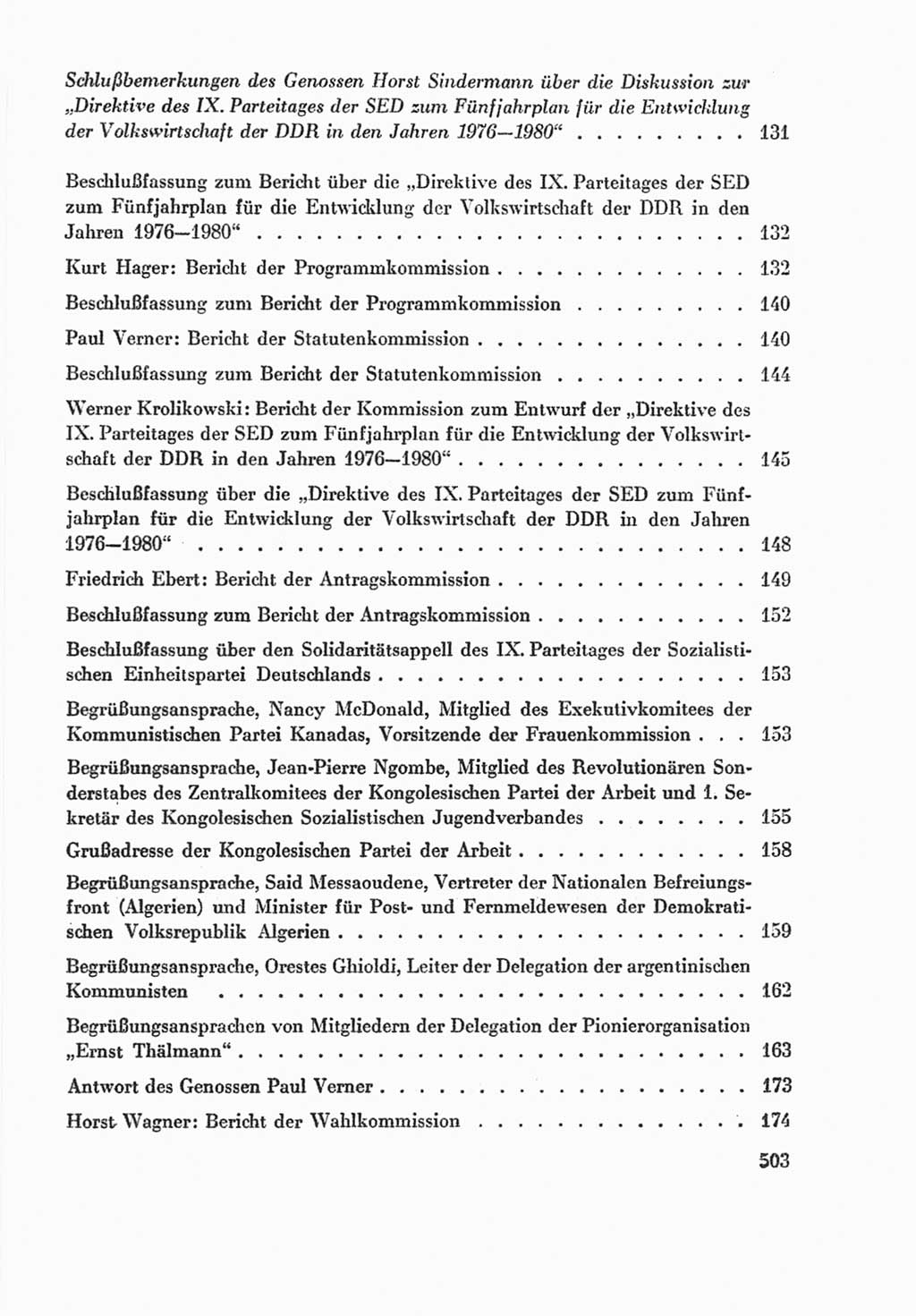 Protokoll der Verhandlungen des Ⅸ. Parteitages der Sozialistischen Einheitspartei Deutschlands (SED) [Deutsche Demokratische Republik (DDR)] 1976, Band 2, Seite 503 (Prot. Verh. Ⅸ. PT SED DDR 1976, Bd. 2, S. 503)