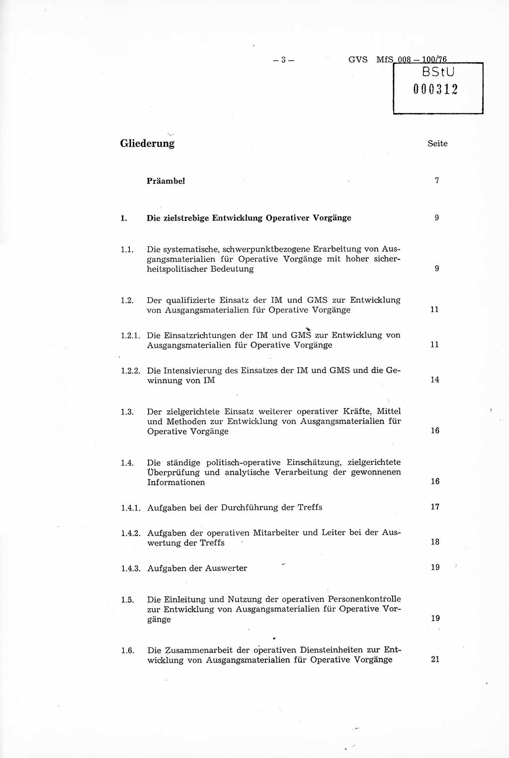 Richtlinie Nr. 1/76 zur Entwicklung und Bearbeitung Operativer Vorgänge (OV), Ministerium für Staatssicherheit (MfS) [Deutsche Demokratische Republik (DDR)], Der Minister (Generaloberst Erich Mielke), Geheime Verschlußsache (GVS) 008-100/76, Berlin 1976, Seite 3 (RL 1/76 OV DDR MfS Min. GVS 008-100/76 1976, S. 3)