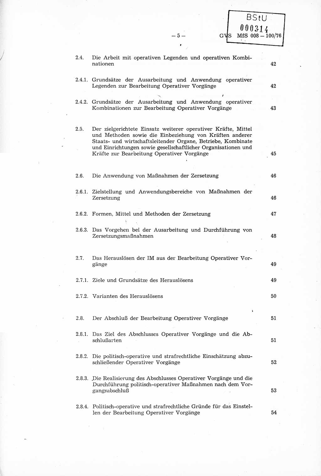 Richtlinie Nr. 1/76 zur Entwicklung und Bearbeitung Operativer Vorgänge (OV), Ministerium für Staatssicherheit (MfS) [Deutsche Demokratische Republik (DDR)], Der Minister (Generaloberst Erich Mielke), Geheime Verschlußsache (GVS) 008-100/76, Berlin 1976, Seite 5 (RL 1/76 OV DDR MfS Min. GVS 008-100/76 1976, S. 5)