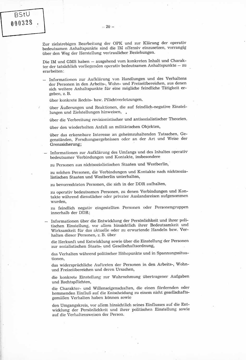 Richtlinie Nr. 1/76 zur Entwicklung und Bearbeitung Operativer Vorgänge (OV), Ministerium für Staatssicherheit (MfS) [Deutsche Demokratische Republik (DDR)], Der Minister (Generaloberst Erich Mielke), Geheime Verschlußsache (GVS) 008-100/76, Berlin 1976, Seite 20 (RL 1/76 OV DDR MfS Min. GVS 008-100/76 1976, S. 20)