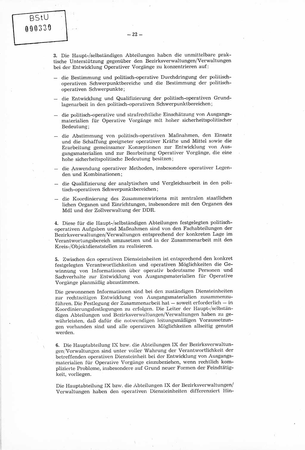 Richtlinie Nr. 1/76 zur Entwicklung und Bearbeitung Operativer Vorgänge (OV), Ministerium für Staatssicherheit (MfS) [Deutsche Demokratische Republik (DDR)], Der Minister (Generaloberst Erich Mielke), Geheime Verschlußsache (GVS) 008-100/76, Berlin 1976, Seite 22 (RL 1/76 OV DDR MfS Min. GVS 008-100/76 1976, S. 22)