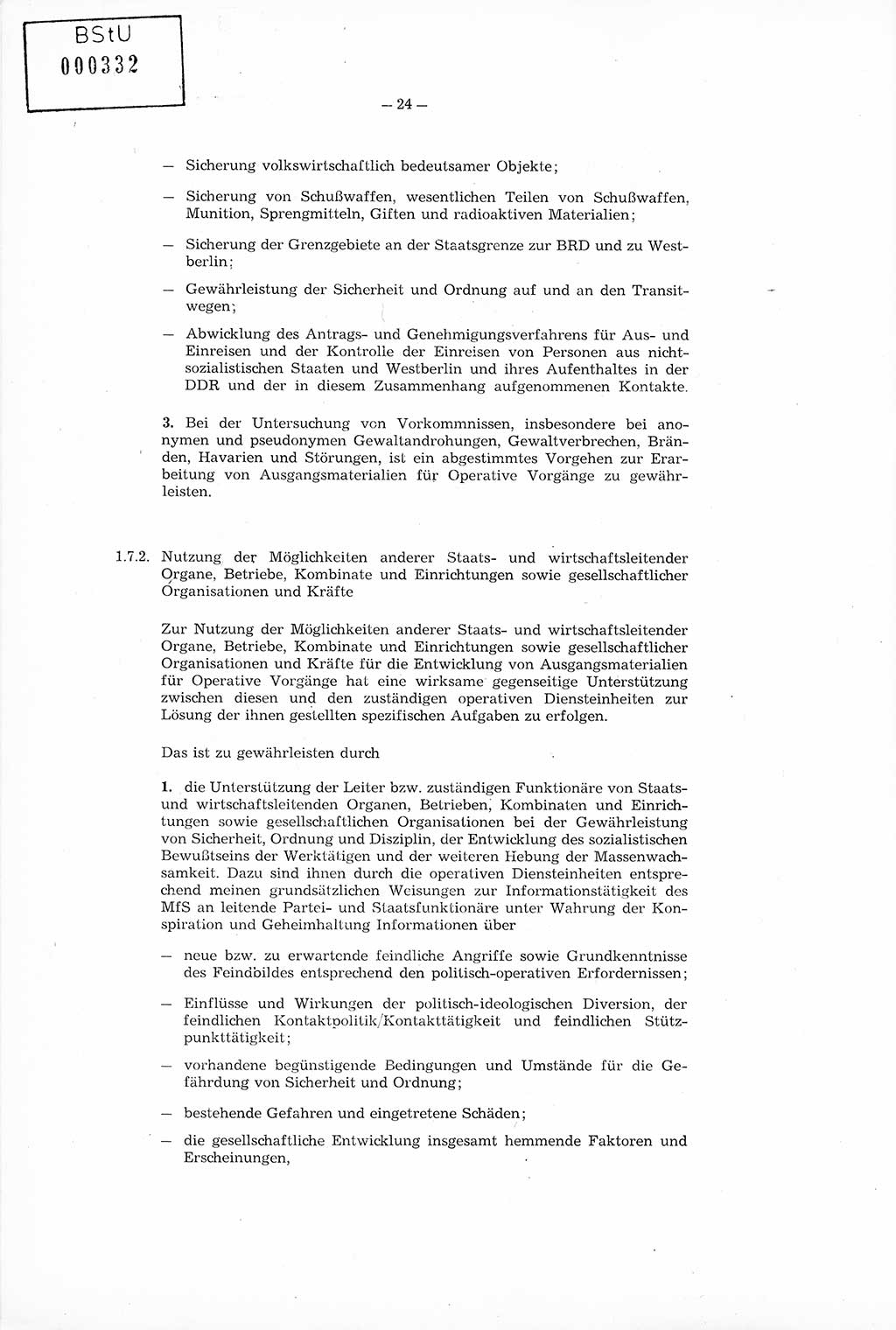 Richtlinie Nr. 1/76 zur Entwicklung und Bearbeitung Operativer Vorgänge (OV), Ministerium für Staatssicherheit (MfS) [Deutsche Demokratische Republik (DDR)], Der Minister (Generaloberst Erich Mielke), Geheime Verschlußsache (GVS) 008-100/76, Berlin 1976, Seite 24 (RL 1/76 OV DDR MfS Min. GVS 008-100/76 1976, S. 24)