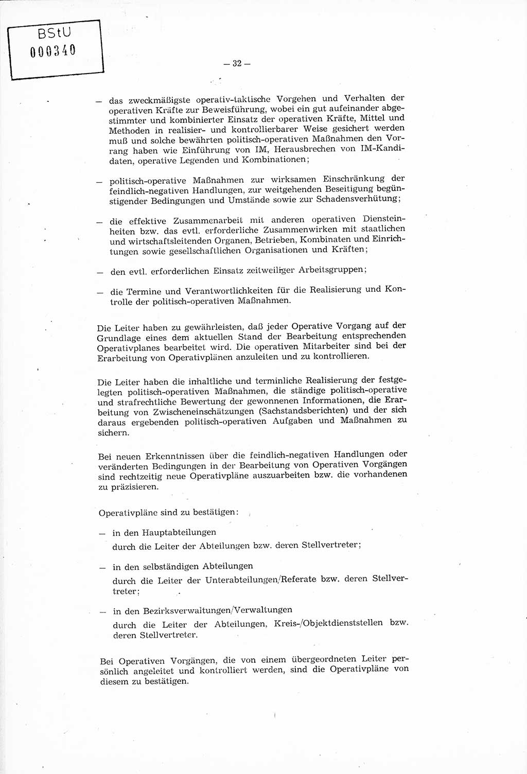 Richtlinie Nr. 1/76 zur Entwicklung und Bearbeitung Operativer Vorgänge (OV), Ministerium für Staatssicherheit (MfS) [Deutsche Demokratische Republik (DDR)], Der Minister (Generaloberst Erich Mielke), Geheime Verschlußsache (GVS) 008-100/76, Berlin 1976, Seite 32 (RL 1/76 OV DDR MfS Min. GVS 008-100/76 1976, S. 32)