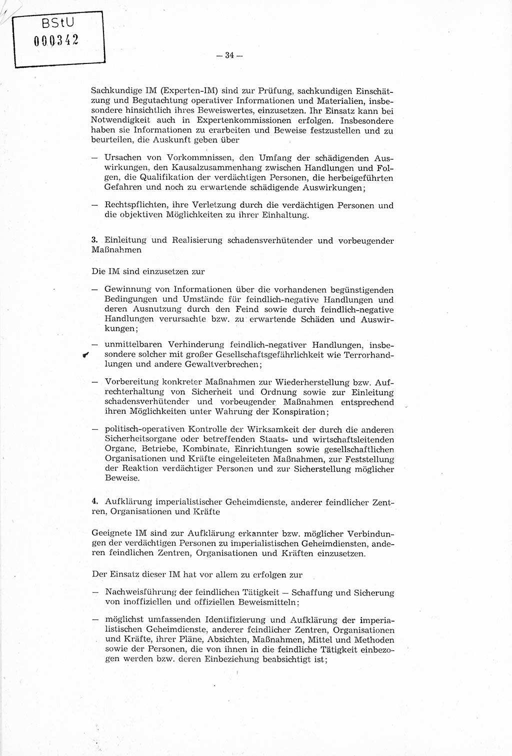 Richtlinie Nr. 1/76 zur Entwicklung und Bearbeitung Operativer Vorgänge (OV), Ministerium für Staatssicherheit (MfS) [Deutsche Demokratische Republik (DDR)], Der Minister (Generaloberst Erich Mielke), Geheime Verschlußsache (GVS) 008-100/76, Berlin 1976, Seite 34 (RL 1/76 OV DDR MfS Min. GVS 008-100/76 1976, S. 34)