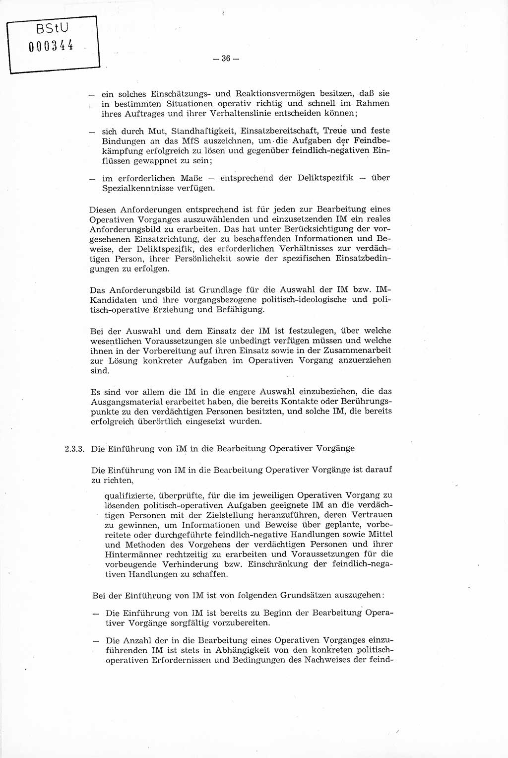 Richtlinie Nr. 1/76 zur Entwicklung und Bearbeitung Operativer Vorgänge (OV), Ministerium für Staatssicherheit (MfS) [Deutsche Demokratische Republik (DDR)], Der Minister (Generaloberst Erich Mielke), Geheime Verschlußsache (GVS) 008-100/76, Berlin 1976, Seite 36 (RL 1/76 OV DDR MfS Min. GVS 008-100/76 1976, S. 36)