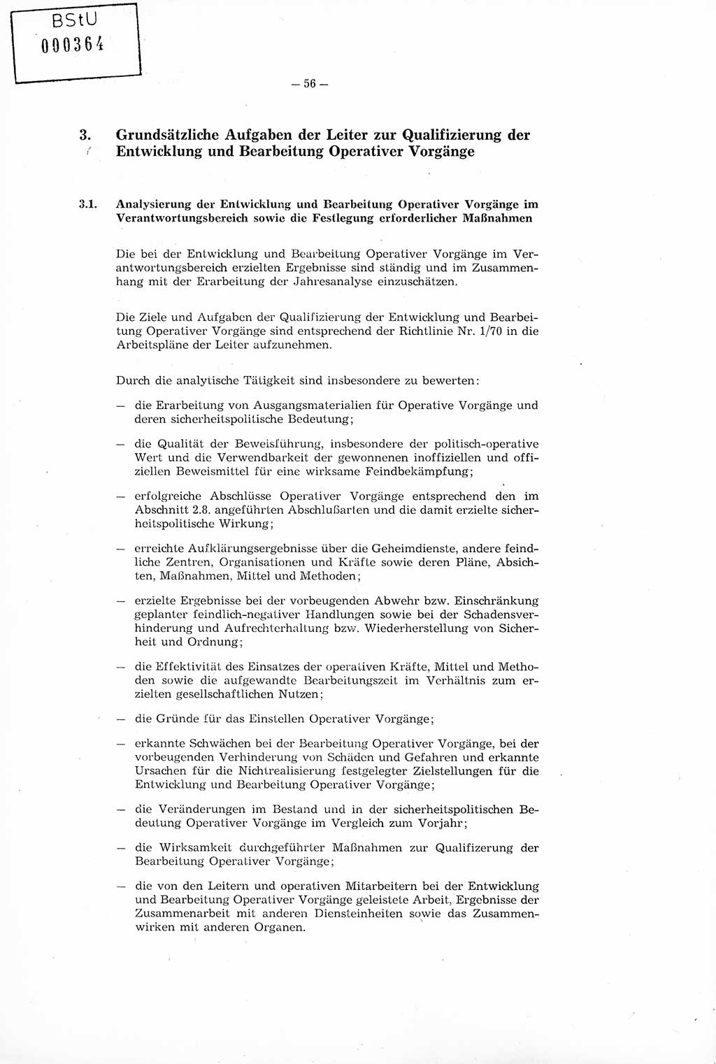 Richtlinie Nr. 1/76 zur Entwicklung und Bearbeitung Operativer Vorgänge (OV), Ministerium für Staatssicherheit (MfS) [Deutsche Demokratische Republik (DDR)], Der Minister (Generaloberst Erich Mielke), Geheime Verschlußsache (GVS) 008-100/76, Berlin 1976, Seite 56 (RL 1/76 OV DDR MfS Min. GVS 008-100/76 1976, S. 56)