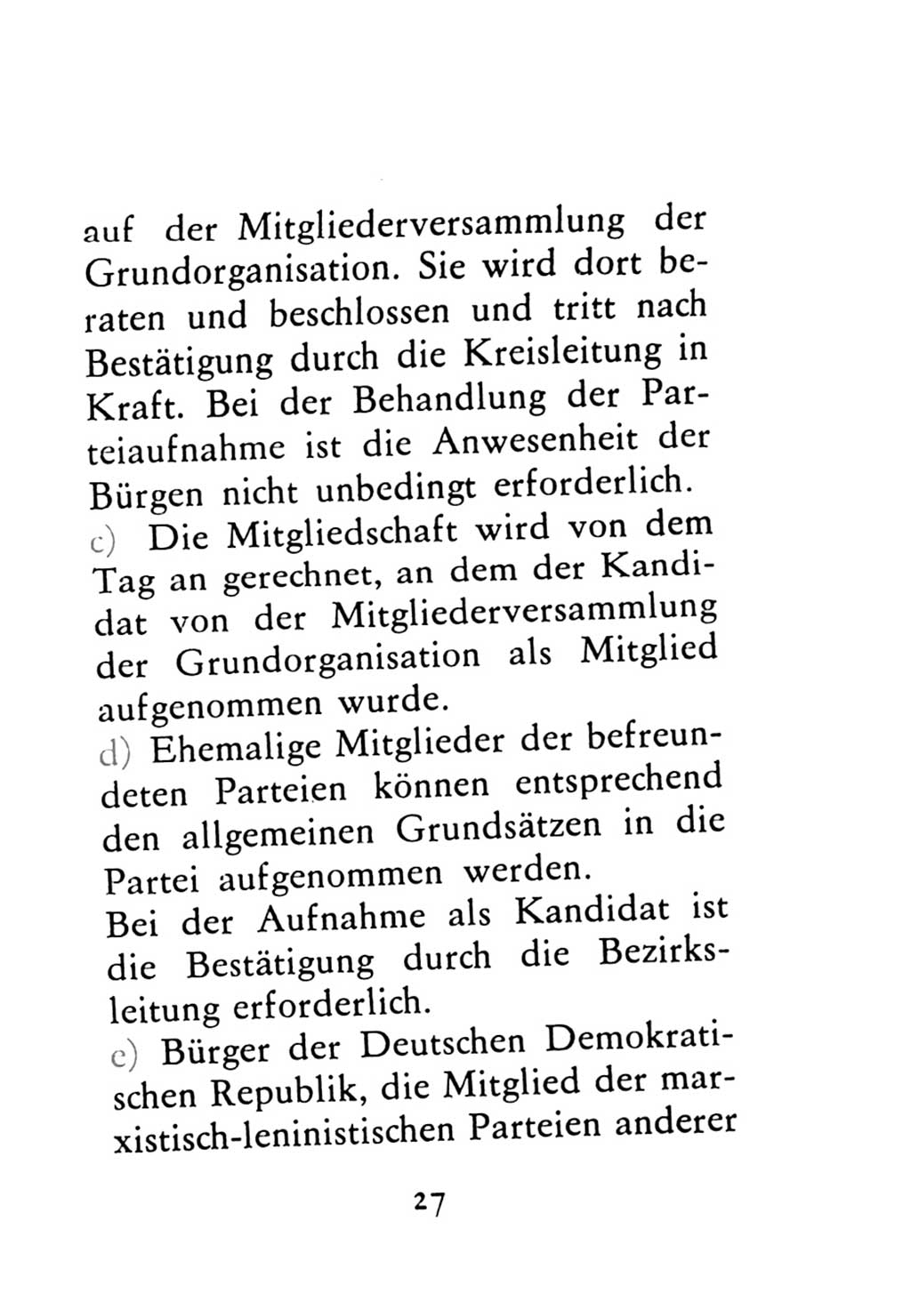 Statut der Sozialistischen Einheitspartei Deutschlands (SED) 1976, Seite 27 (St. SED DDR 1976, S. 27)