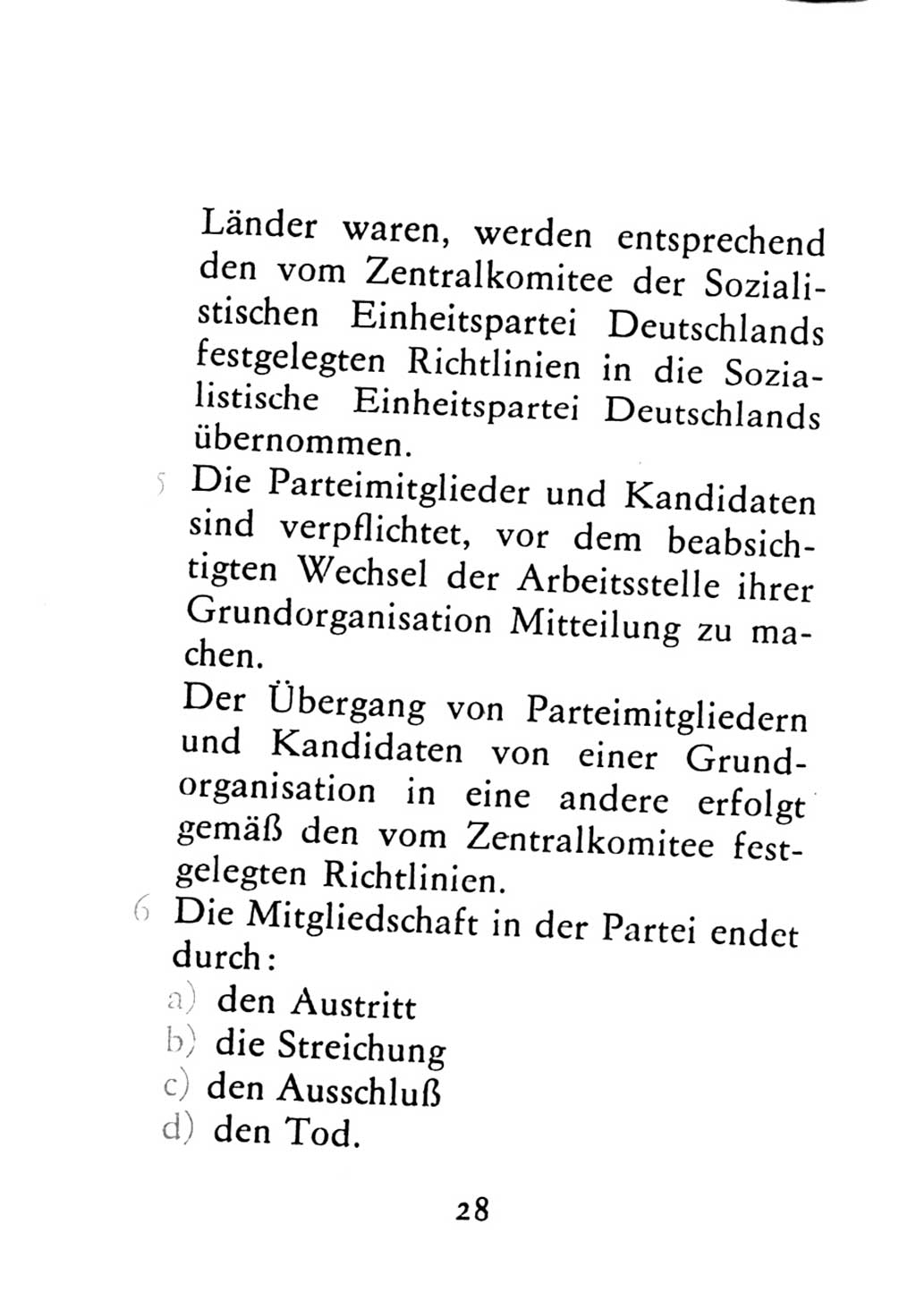 Statut der Sozialistischen Einheitspartei Deutschlands (SED) 1976, Seite 28 (St. SED DDR 1976, S. 28)