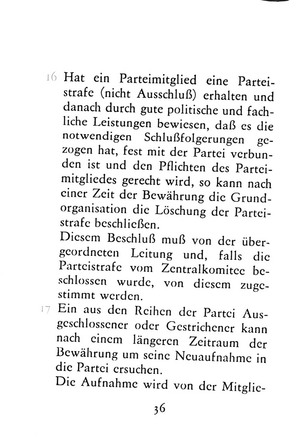 Statut der Sozialistischen Einheitspartei Deutschlands (SED) 1976, Seite 36 (St. SED DDR 1976, S. 36)
