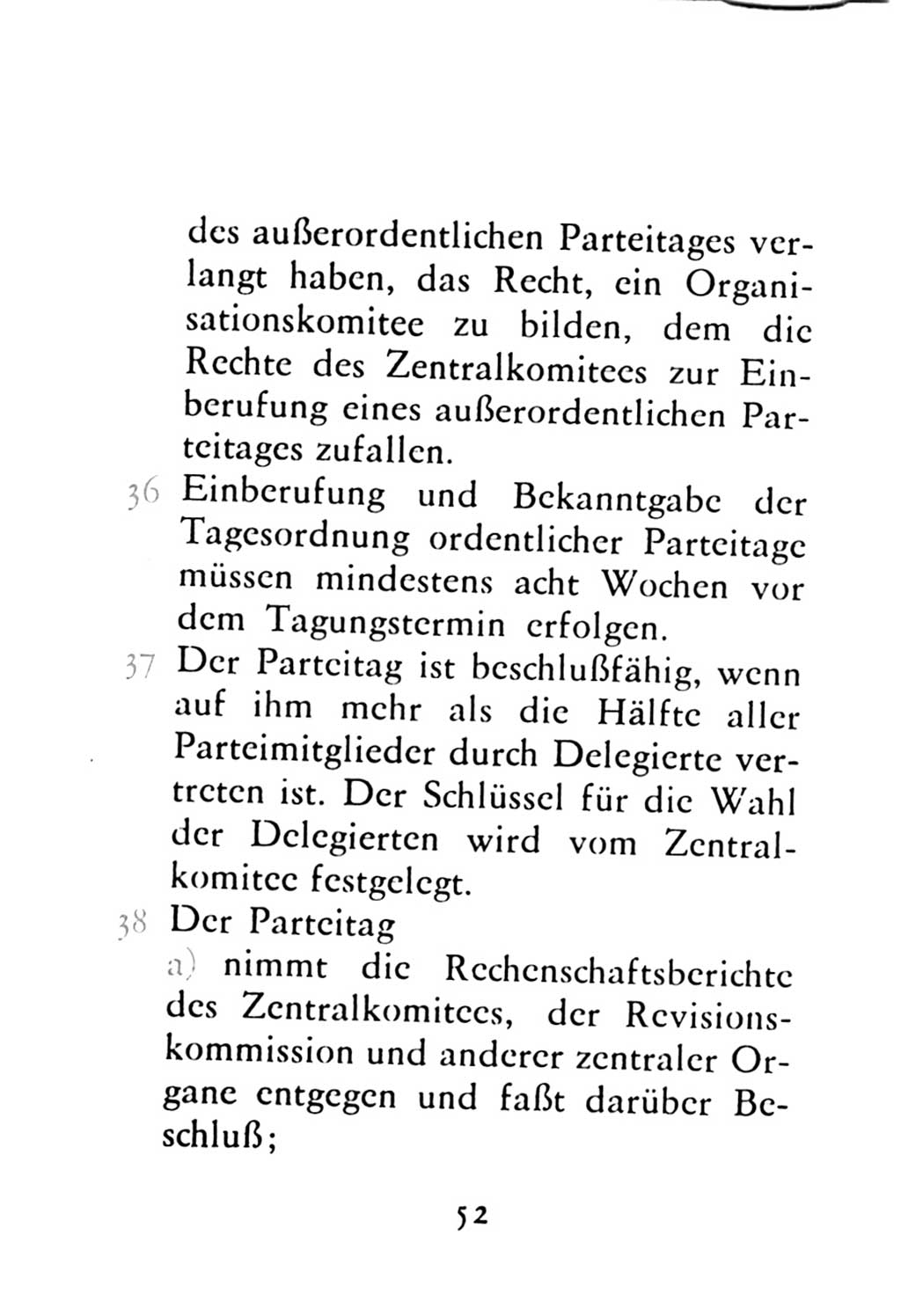 Statut der Sozialistischen Einheitspartei Deutschlands (SED) 1976, Seite 52 (St. SED DDR 1976, S. 52)