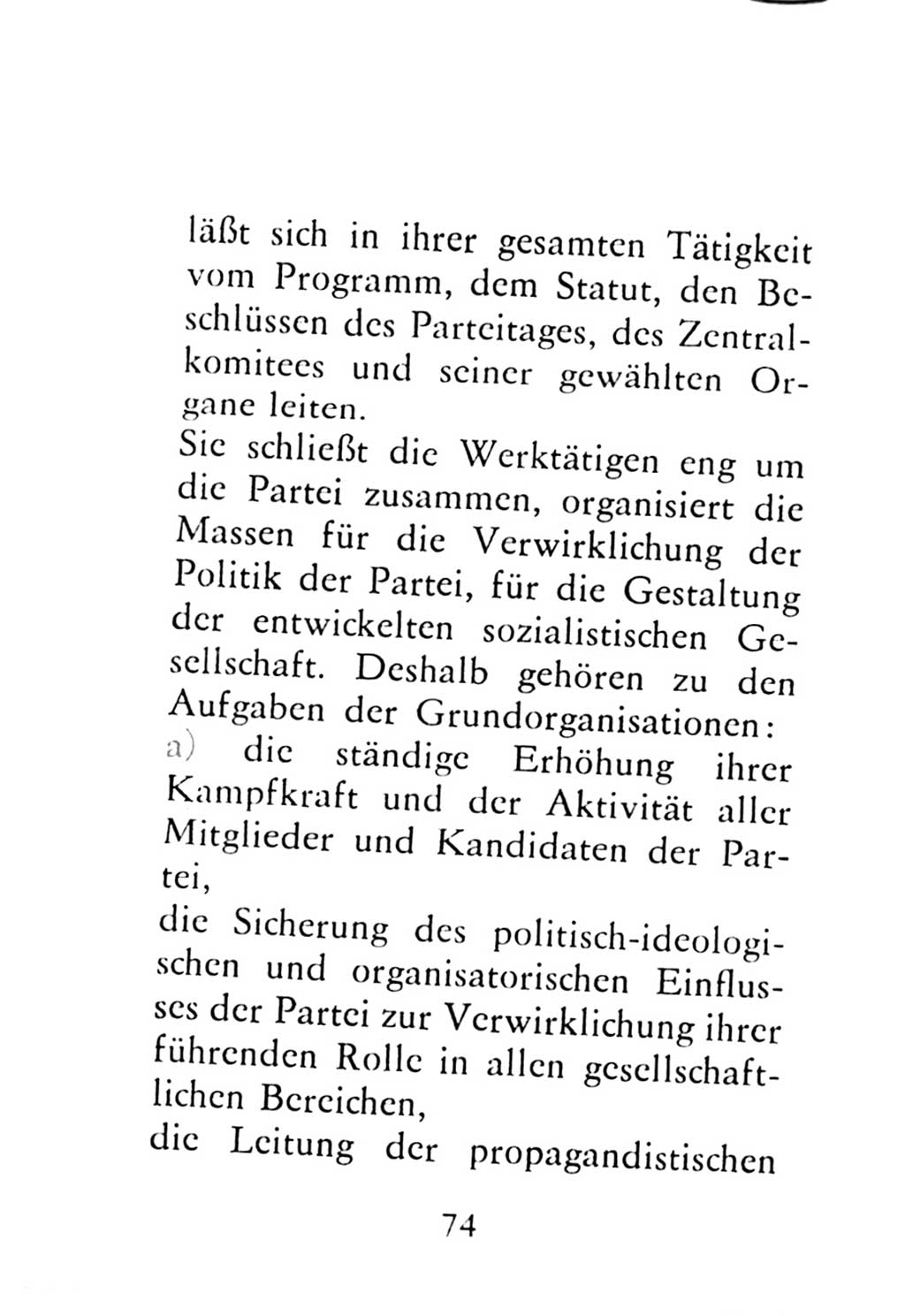 Statut der Sozialistischen Einheitspartei Deutschlands (SED) 1976, Seite 74 (St. SED DDR 1976, S. 74)