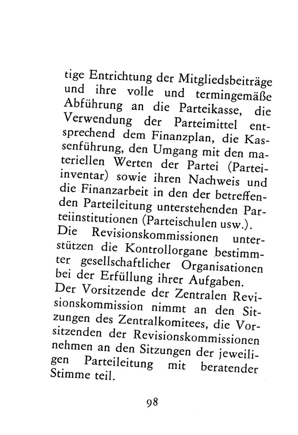 Statut der Sozialistischen Einheitspartei Deutschlands (SED) 1976, Seite 98 (St. SED DDR 1976, S. 98)