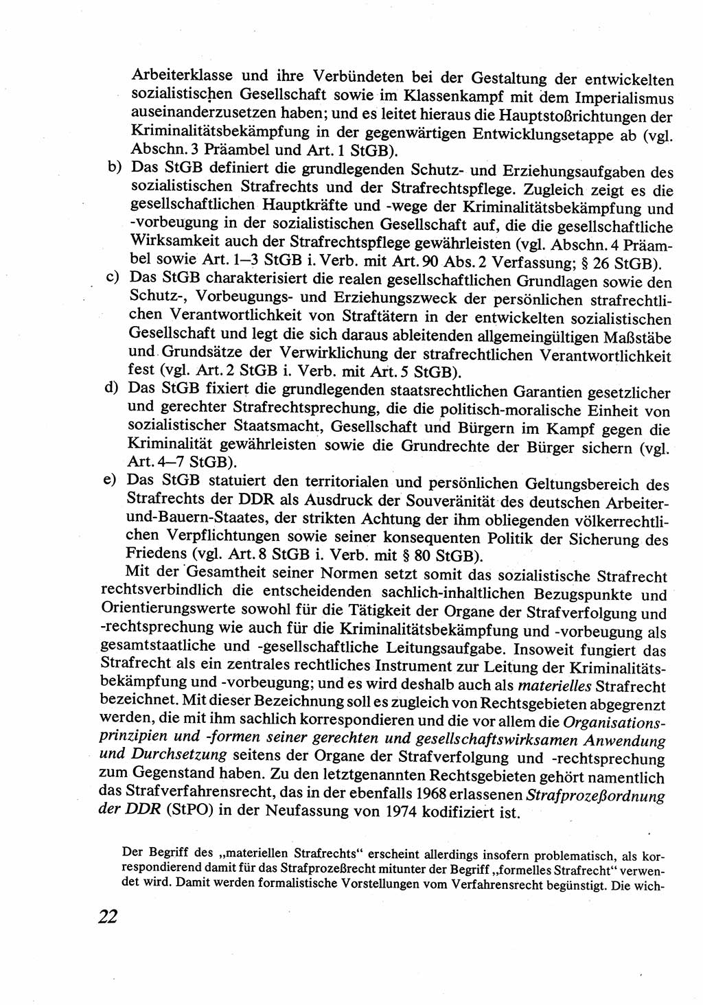 Strafrecht [Deutsche Demokratische Republik (DDR)], Allgemeiner Teil, Lehrbuch 1976, Seite 22 (Strafr. DDR AT Lb. 1976, S. 22)