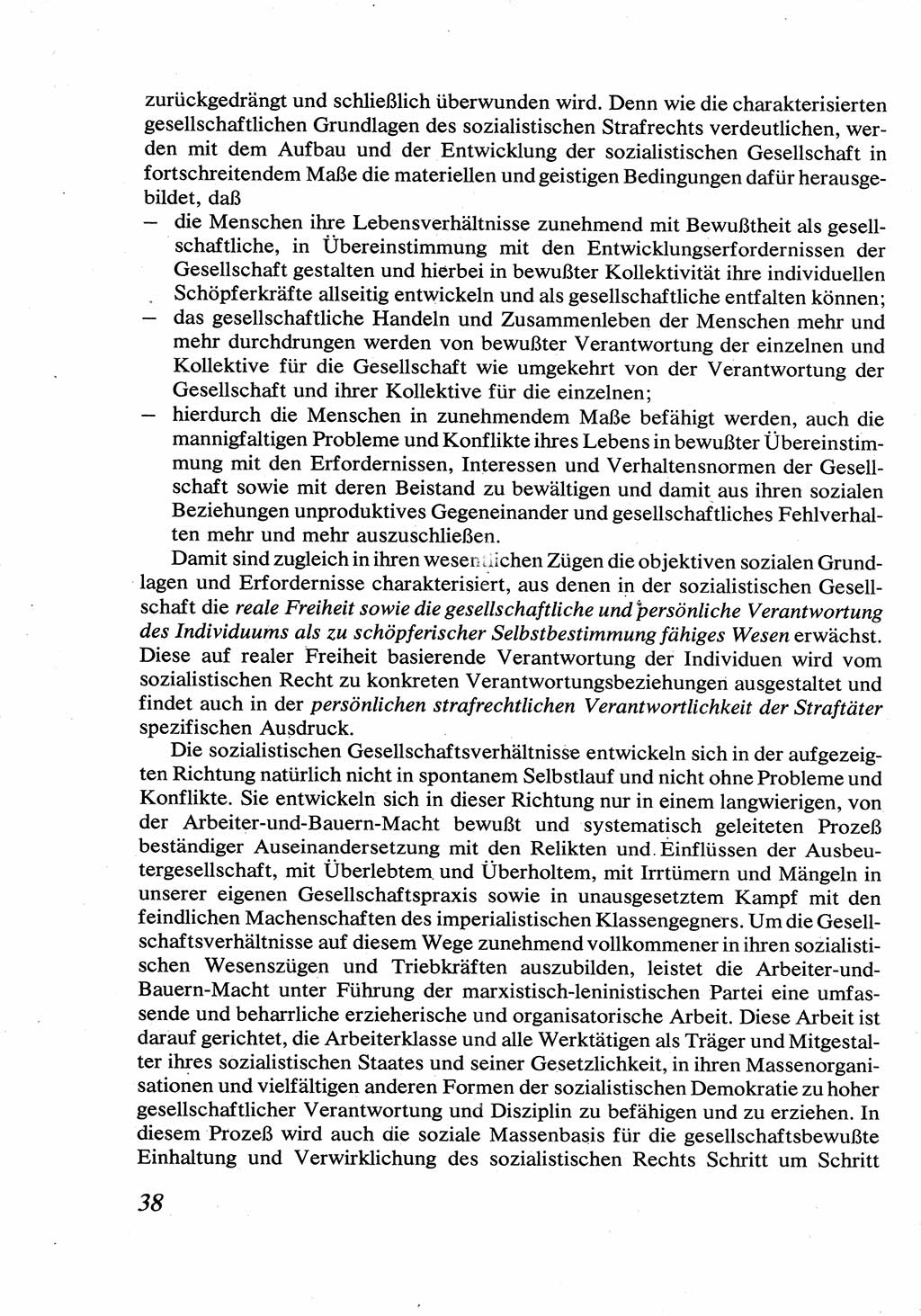 Strafrecht [Deutsche Demokratische Republik (DDR)], Allgemeiner Teil, Lehrbuch 1976, Seite 38 (Strafr. DDR AT Lb. 1976, S. 38)