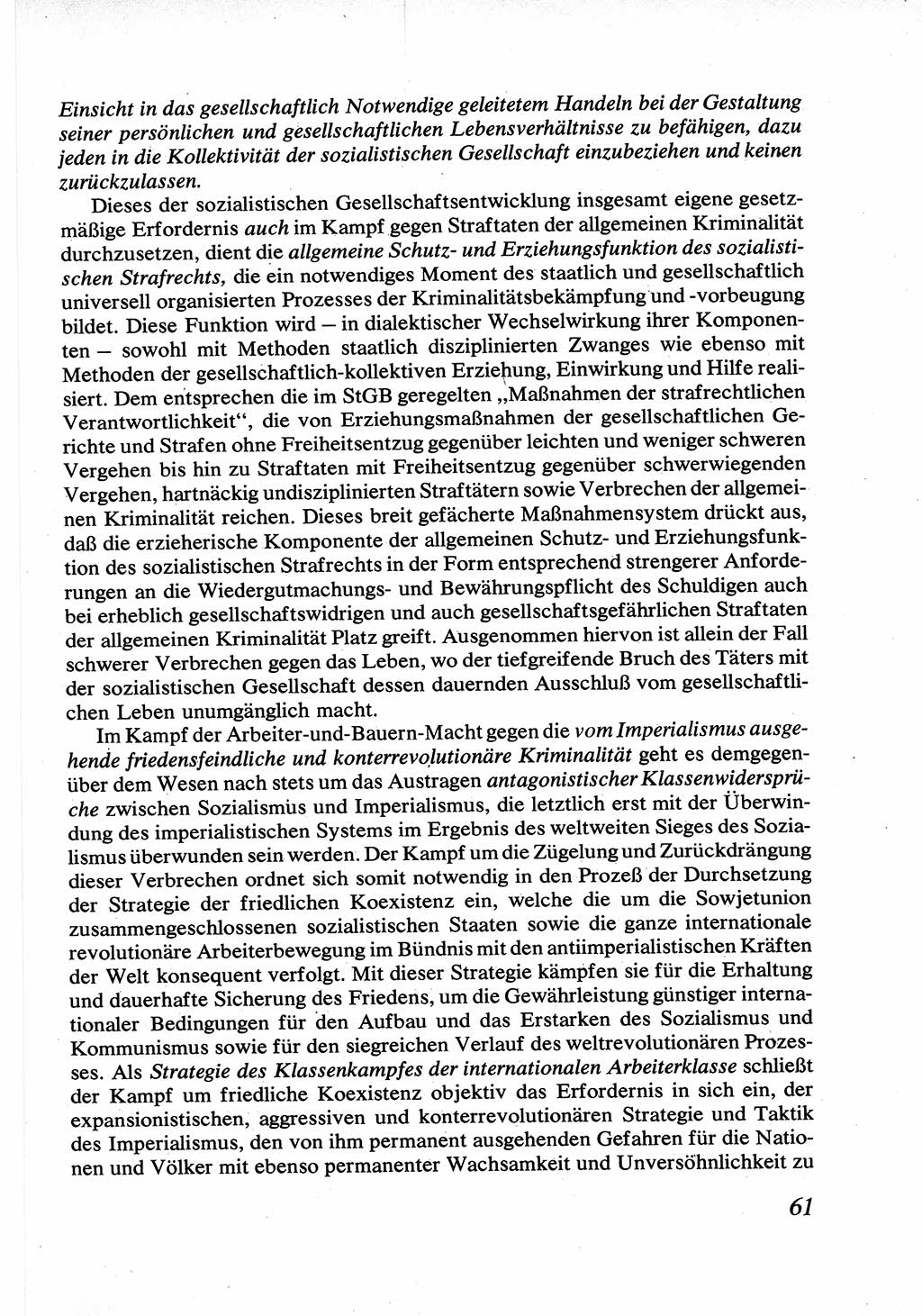 Strafrecht [Deutsche Demokratische Republik (DDR)], Allgemeiner Teil, Lehrbuch 1976, Seite 61 (Strafr. DDR AT Lb. 1976, S. 61)
