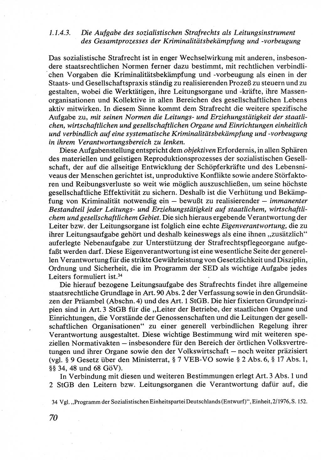 Strafrecht [Deutsche Demokratische Republik (DDR)], Allgemeiner Teil, Lehrbuch 1976, Seite 70 (Strafr. DDR AT Lb. 1976, S. 70)