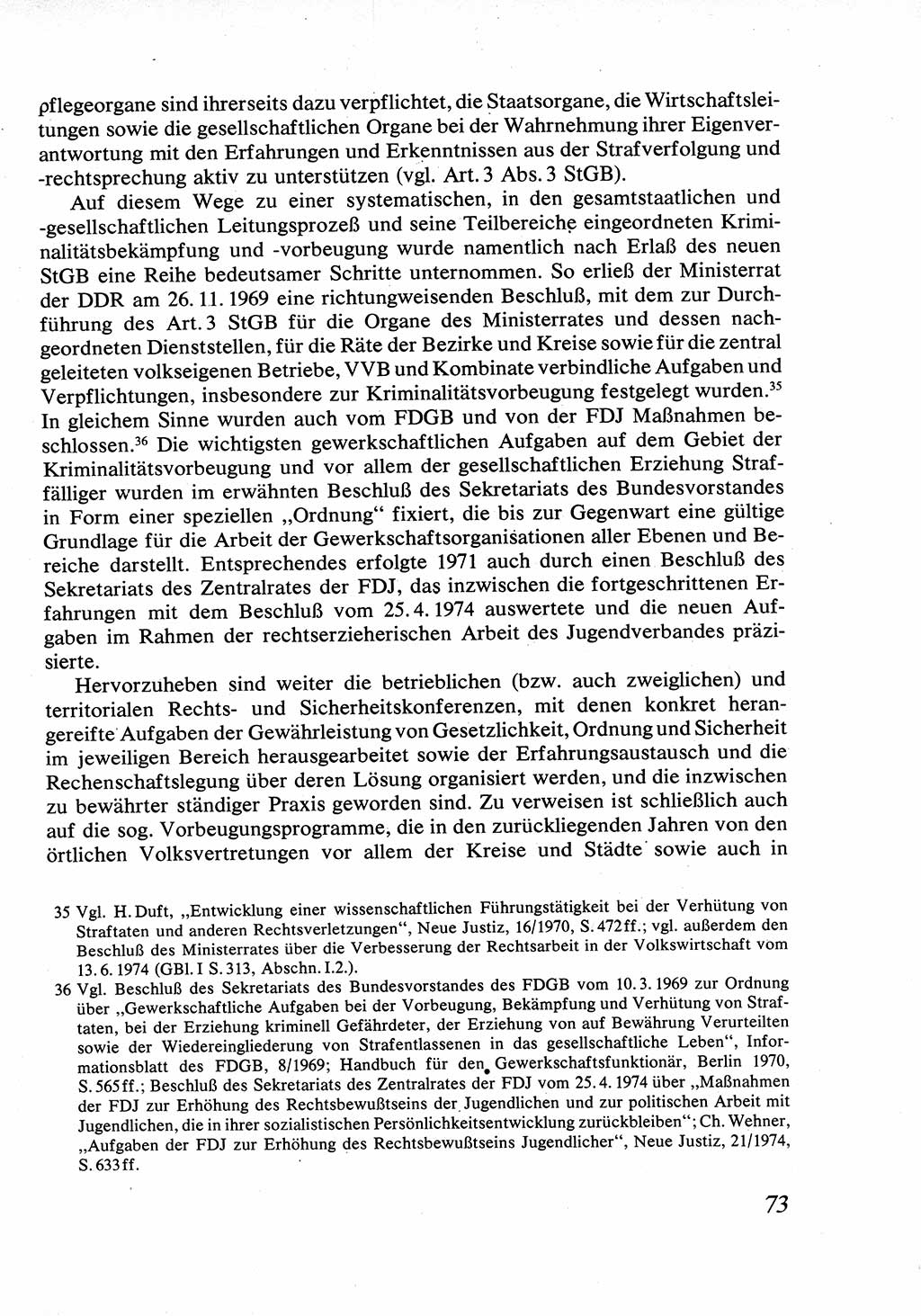 Strafrecht [Deutsche Demokratische Republik (DDR)], Allgemeiner Teil, Lehrbuch 1976, Seite 73 (Strafr. DDR AT Lb. 1976, S. 73)