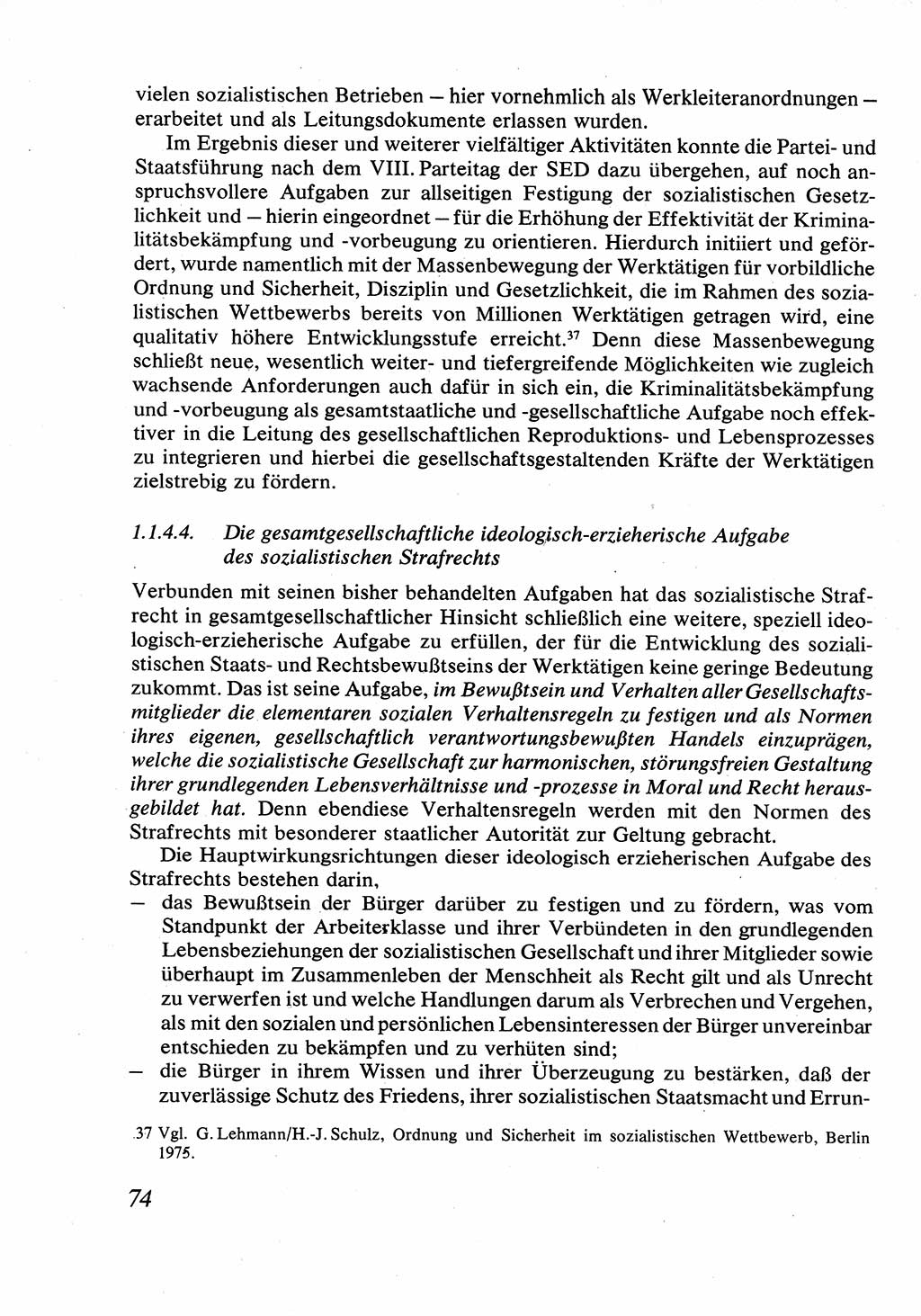 Strafrecht [Deutsche Demokratische Republik (DDR)], Allgemeiner Teil, Lehrbuch 1976, Seite 74 (Strafr. DDR AT Lb. 1976, S. 74)