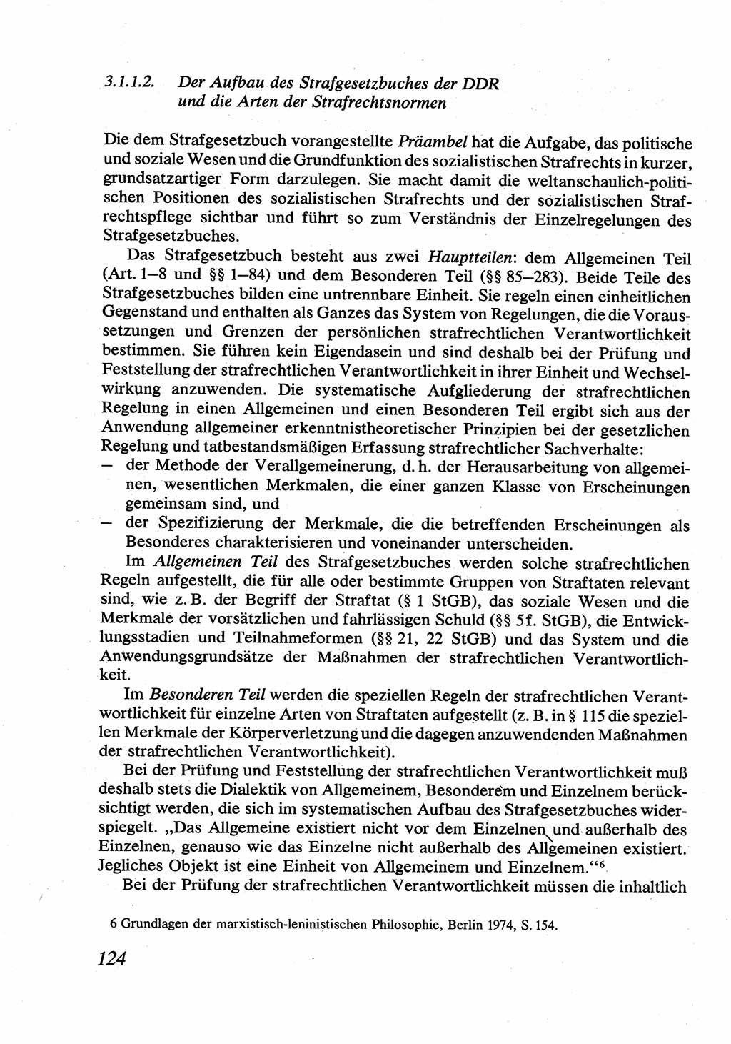 Strafrecht [Deutsche Demokratische Republik (DDR)], Allgemeiner Teil, Lehrbuch 1976, Seite 124 (Strafr. DDR AT Lb. 1976, S. 124)