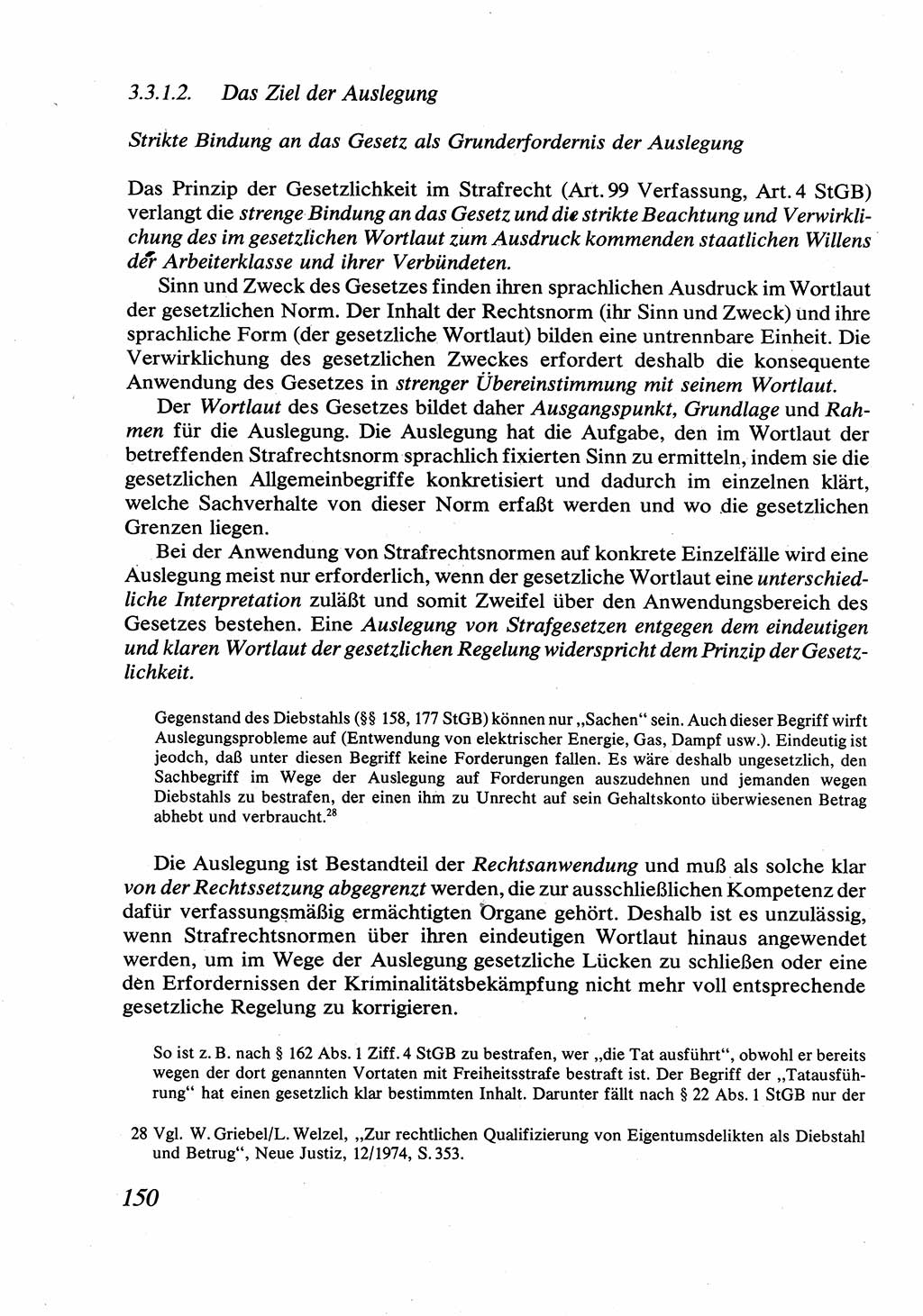 Strafrecht [Deutsche Demokratische Republik (DDR)], Allgemeiner Teil, Lehrbuch 1976, Seite 150 (Strafr. DDR AT Lb. 1976, S. 150)