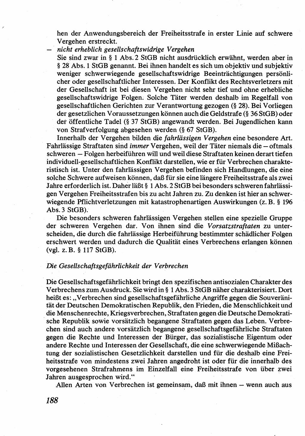 Strafrecht [Deutsche Demokratische Republik (DDR)], Allgemeiner Teil, Lehrbuch 1976, Seite 188 (Strafr. DDR AT Lb. 1976, S. 188)