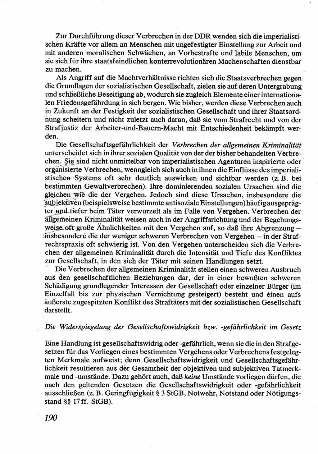 Strafrecht [Deutsche Demokratische Republik (DDR)], Allgemeiner Teil, Lehrbuch 1976, Seite 190 (Strafr. DDR AT Lb. 1976, S. 190)