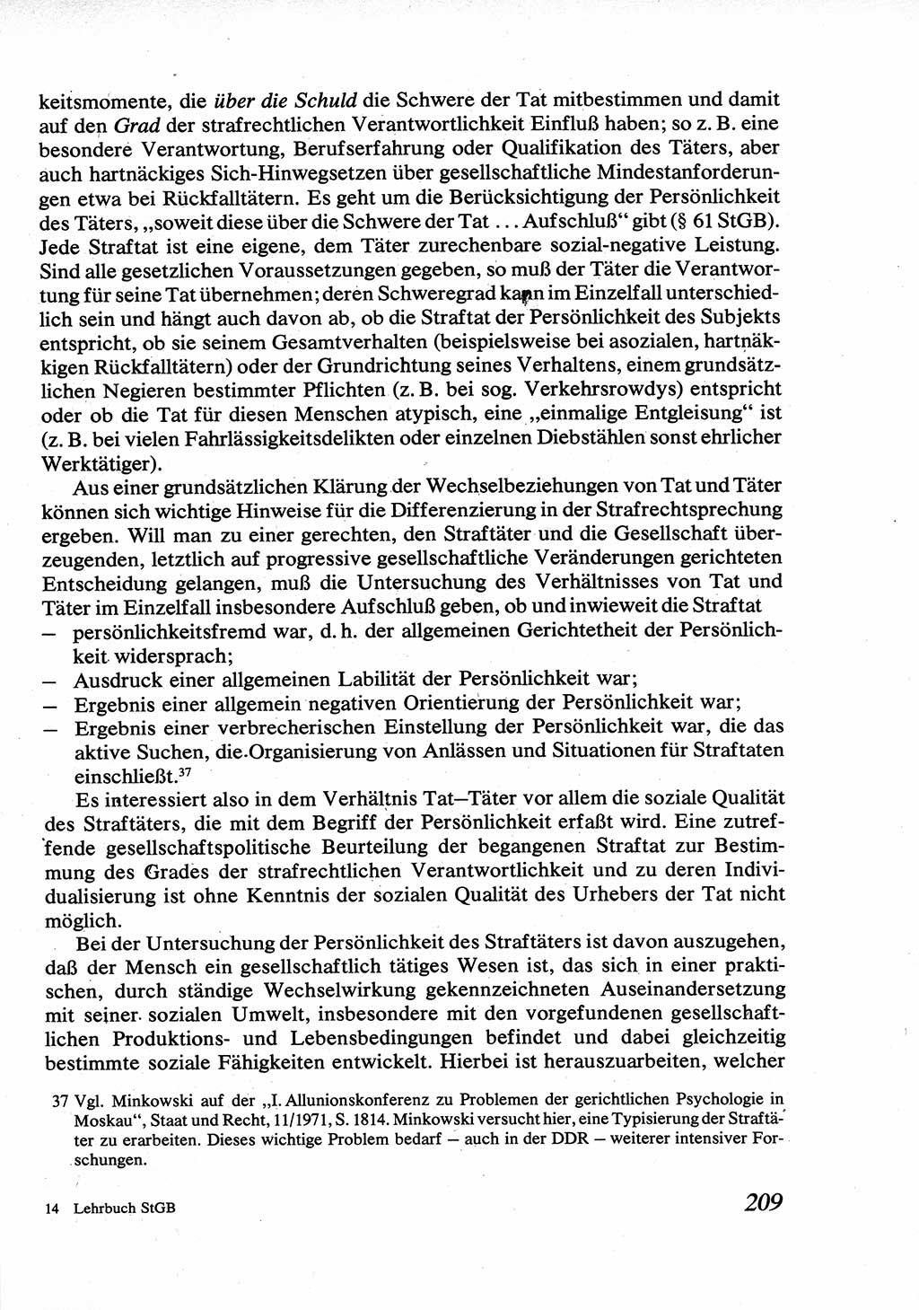 Strafrecht [Deutsche Demokratische Republik (DDR)], Allgemeiner Teil, Lehrbuch 1976, Seite 209 (Strafr. DDR AT Lb. 1976, S. 209)