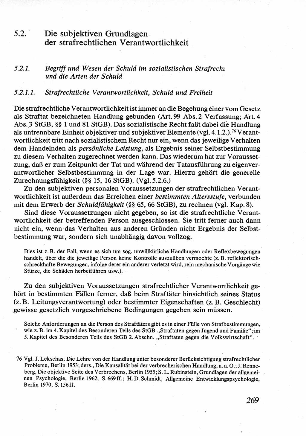 Strafrecht [Deutsche Demokratische Republik (DDR)], Allgemeiner Teil, Lehrbuch 1976, Seite 269 (Strafr. DDR AT Lb. 1976, S. 269)