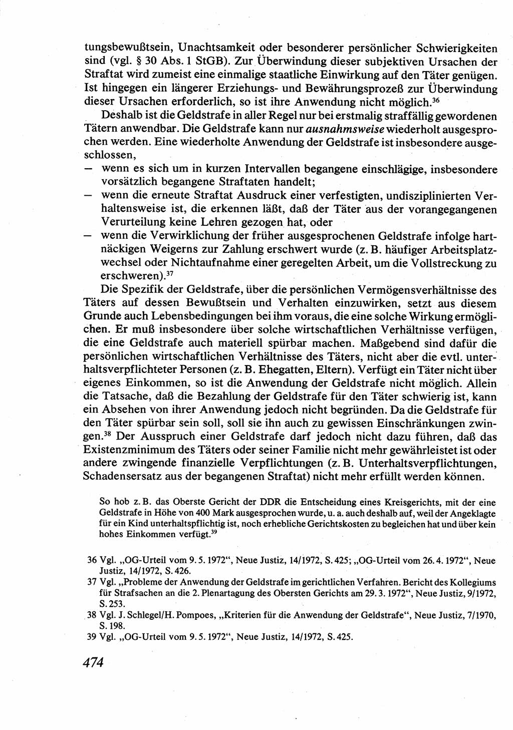 Strafrecht [Deutsche Demokratische Republik (DDR)], Allgemeiner Teil, Lehrbuch 1976, Seite 474 (Strafr. DDR AT Lb. 1976, S. 474)