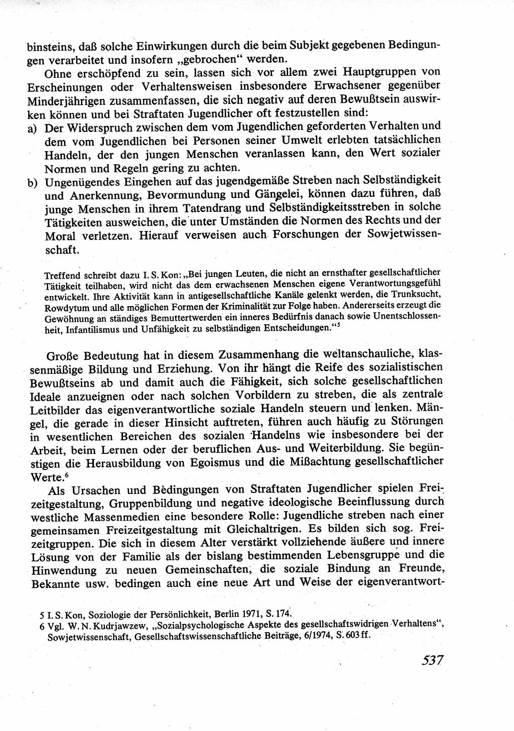 Strafrecht [Deutsche Demokratische Republik (DDR)], Allgemeiner Teil, Lehrbuch 1976, Seite 537 (Strafr. DDR AT Lb. 1976, S. 537)