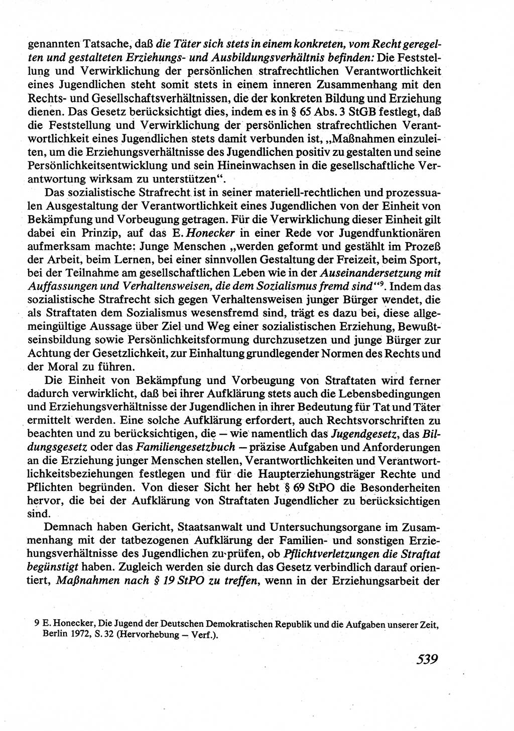 Strafrecht [Deutsche Demokratische Republik (DDR)], Allgemeiner Teil, Lehrbuch 1976, Seite 539 (Strafr. DDR AT Lb. 1976, S. 539)